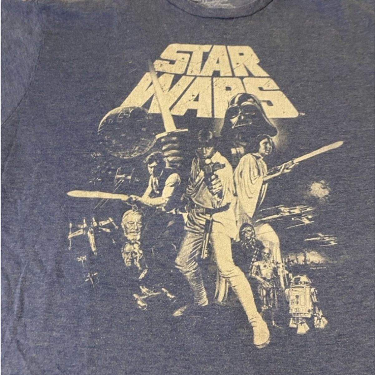 Star Wars Star Wars Vintage Style Graphic Tee Blue Distressed Movie L Size US L / EU 52-54 / 3 - 4 Thumbnail