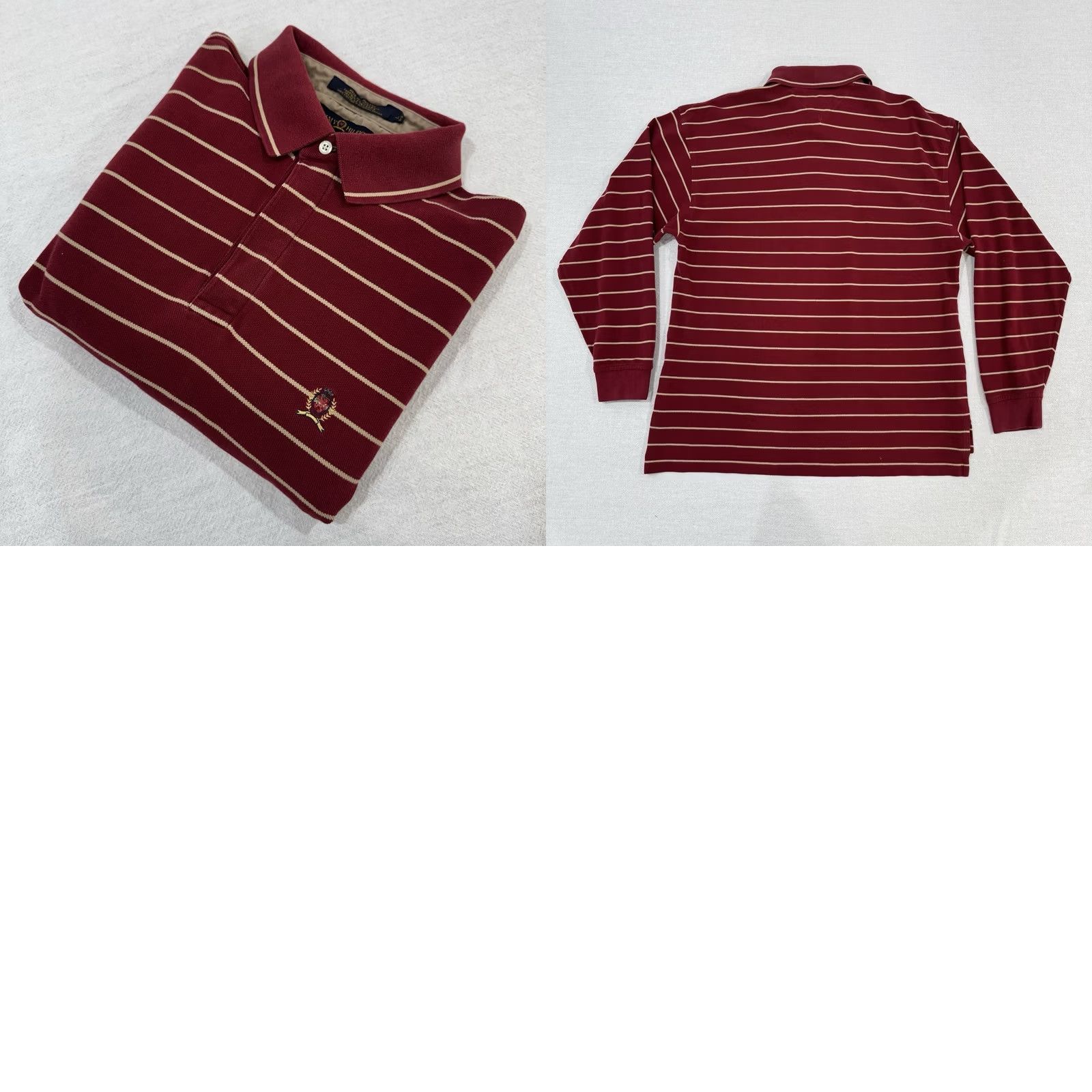 Tommy Hilfiger VINTAGE Tommy Hilfiger Rugby Shirt Men L Striped 90s Polo Long Sleeve Red Logo Embroidered Casual Shirt Size US L / EU 52-54 / 3 - 8 Thumbnail