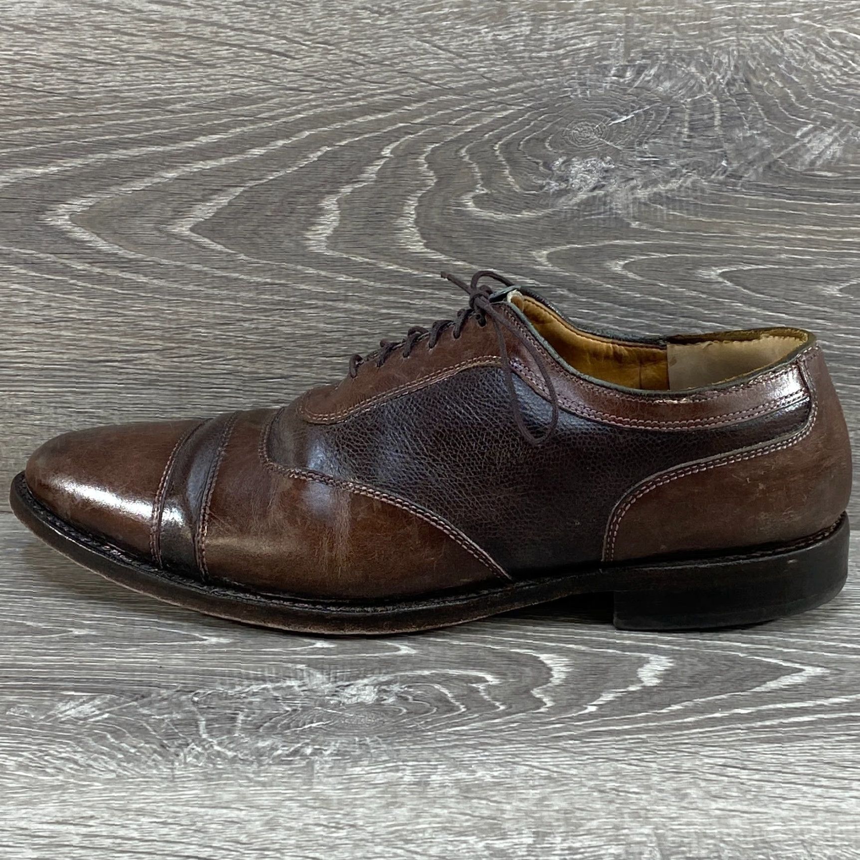 Allen Edmonds VINTAGE ALLEN EDMONDS Winhall 6448 Brown Cap Toe Oxford Leather Dress Shoes Size 10 D Mens Shoes Size ONE SIZE - 2 Thumbnail