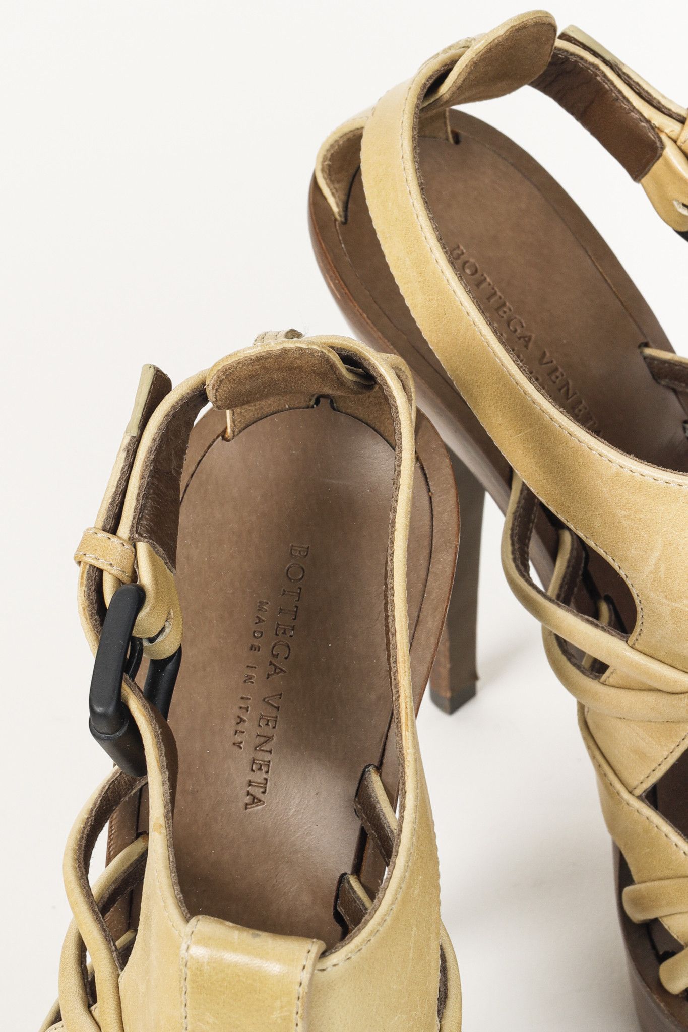 Bottega Veneta Bottega Veneta Khaki Cage Wooden Platform Stiletto Sandal Size US 6 / IT 36 - 10 Thumbnail