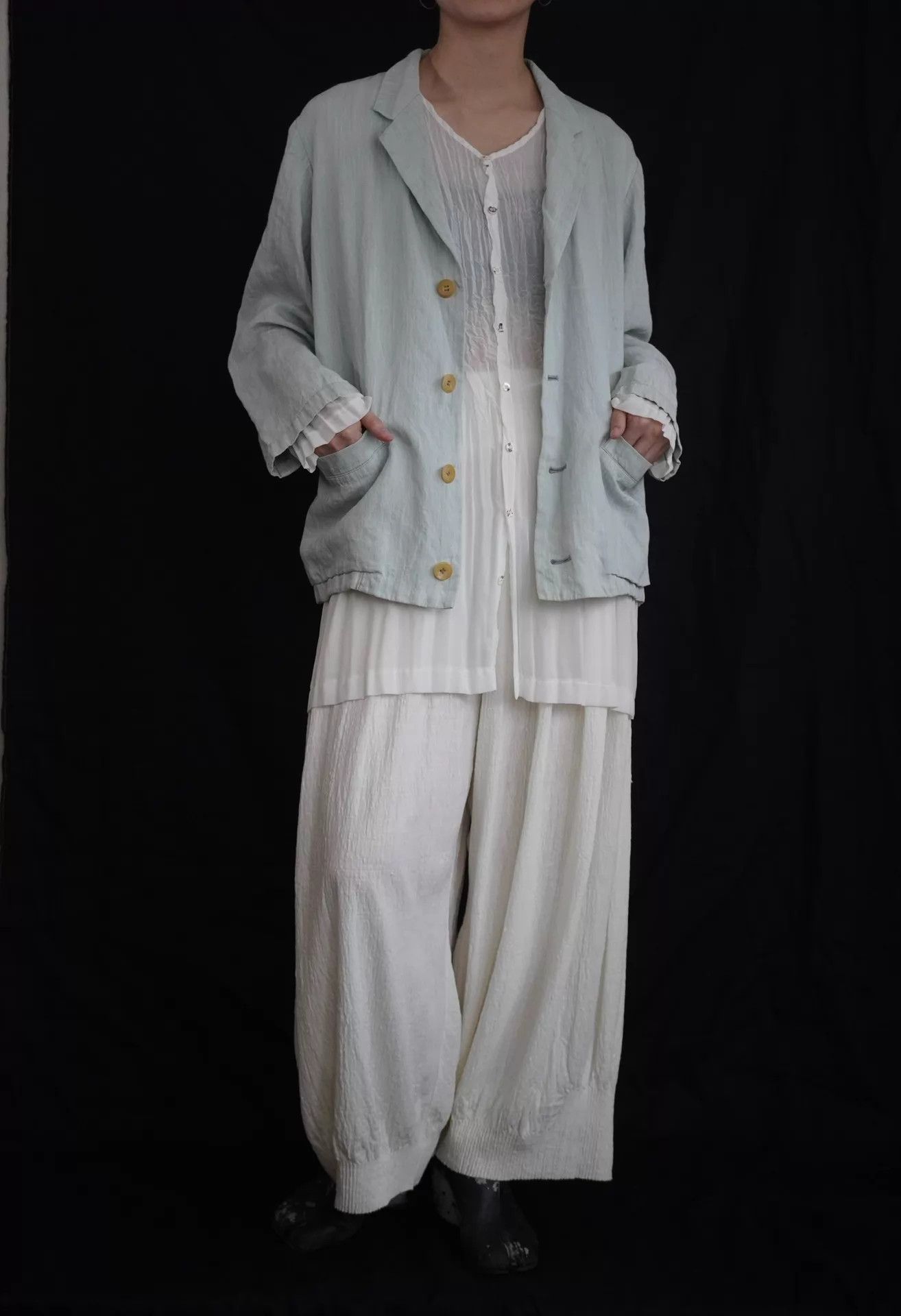 Yohji Yamamoto Y'S by Yohji Yamamoto 1990 Spring Light Blue Linen Jacket M Size M / US 6-8 / IT 42-44 - 6 Thumbnail