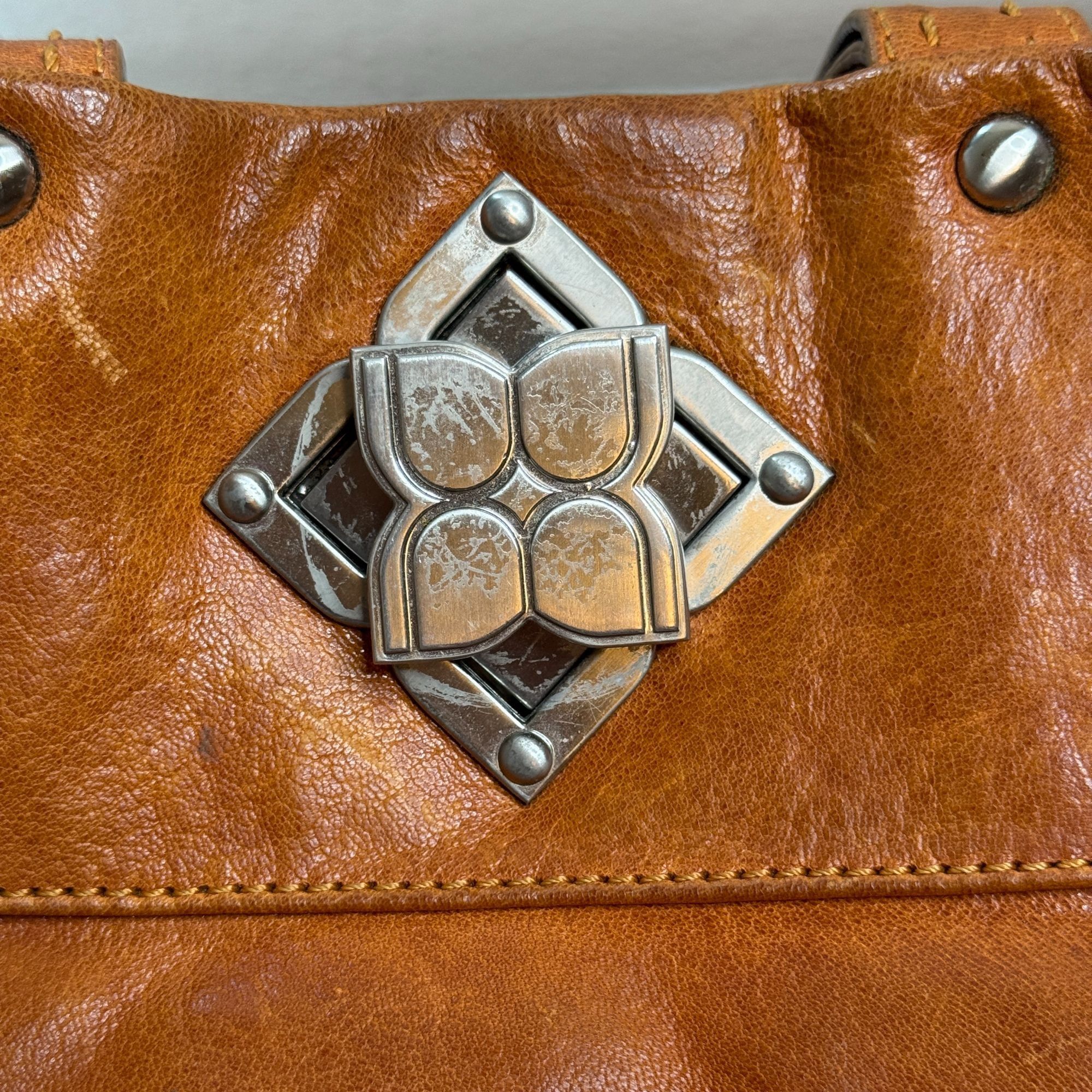 Bcbgmaxazria RETRO 70's BCBG Maxazria Leather HIPPIE Tote BOHO Bag Purse Size ONE SIZE - 3 Thumbnail