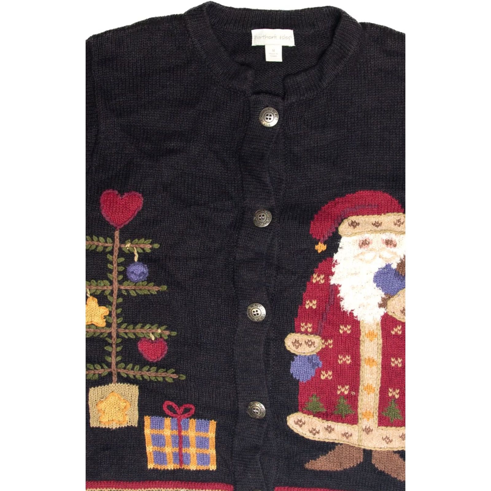 Vintage VINTAGE Black Ugly Christmas Cardigan Cardigan Medium Black Size M / US 6-8 / IT 42-44 - 2 Thumbnail