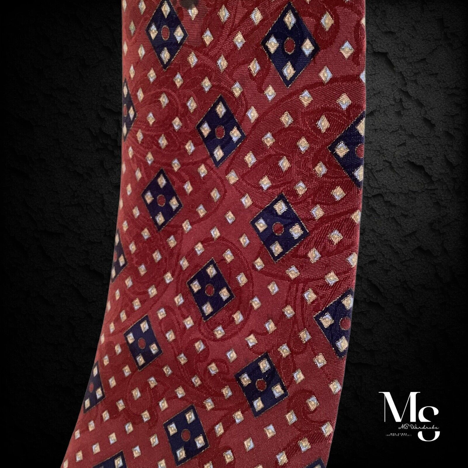 Stefano Ricci STEFANO RICCI XL Burgundy Geometric With 3D Paisley Silk Tie Size ONE SIZE - 6 Thumbnail