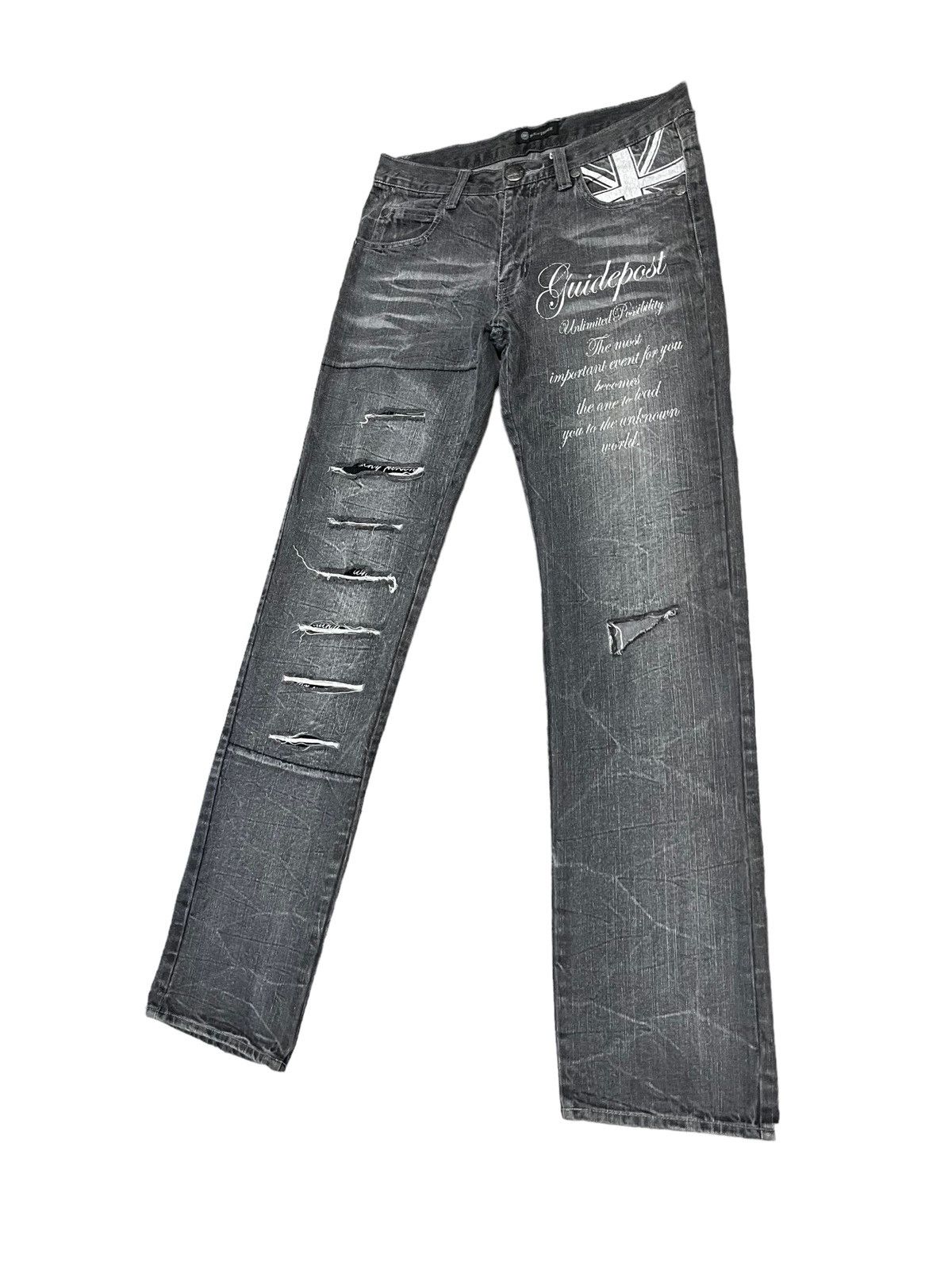 Japanese Brand Vintage Root Three Skull Distressed Jeans ! Rare Design Size US 32 / EU 48 - 4 Thumbnail