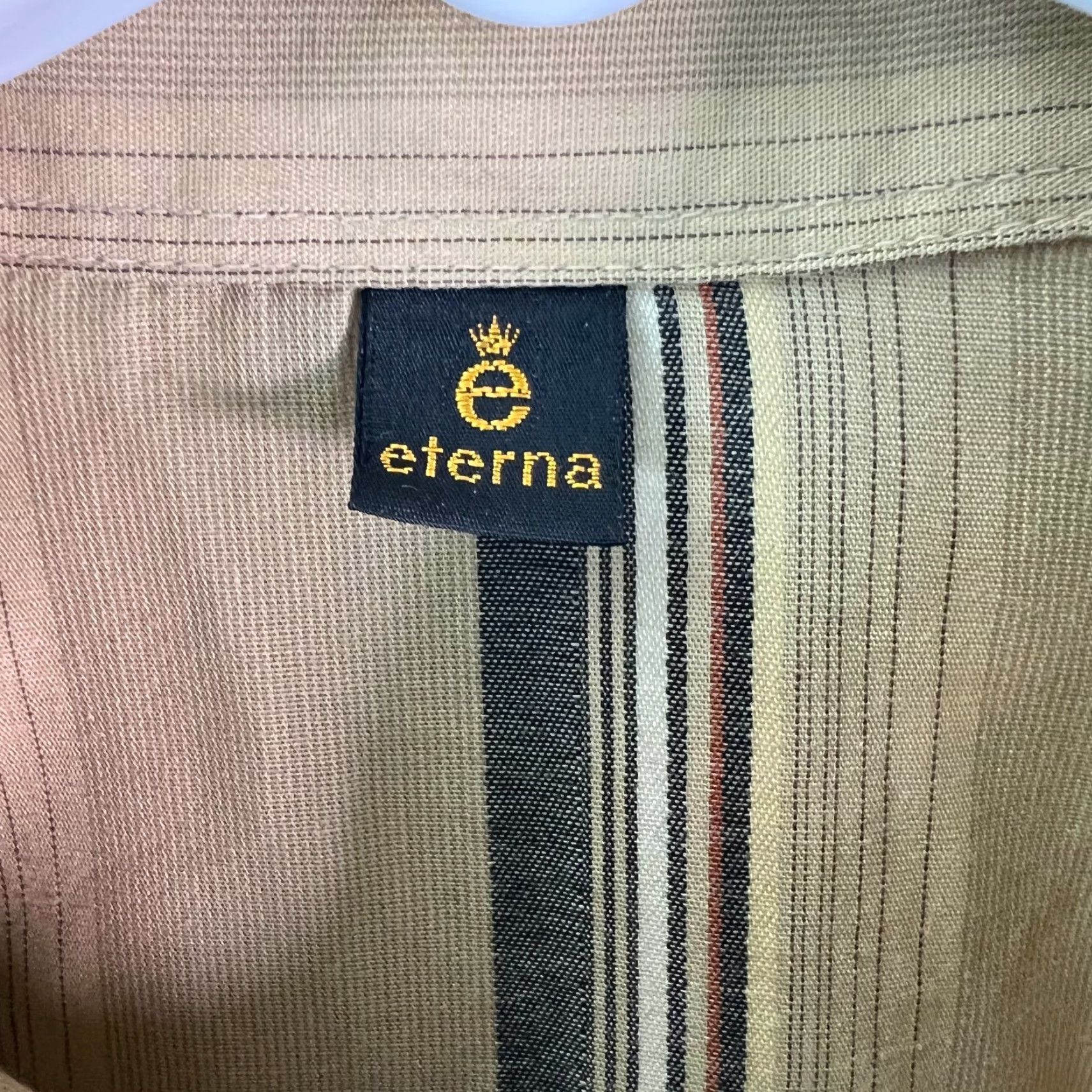 Vintage Eterna Beige Striped Button Front Long Sleeve Shirt Blouse Size M Womens Regular Fit Casual Shirt Size M / US 6-8 / IT 42-44 - 6 Thumbnail