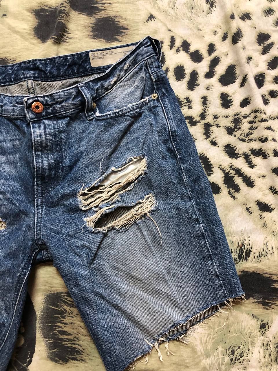 Diesel Jean Shorts Denim Distressed Hip Hop Grunge Jorts Y2K Size 29" - 8 Thumbnail