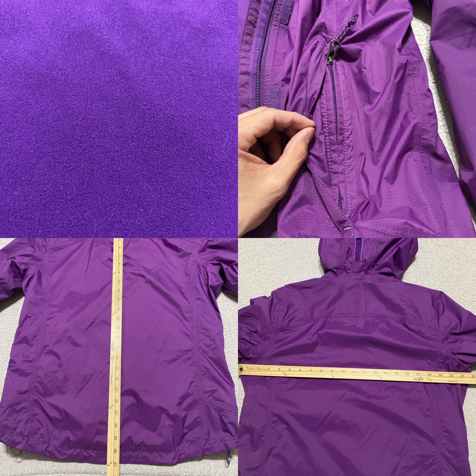Vintage L.L. Bean Womens Jacket Medium Hooded Fleece Lined Nylon Full Zip Purple Outdoor Shirt Size M / US 6-8 / IT 42-44 - 8 Thumbnail