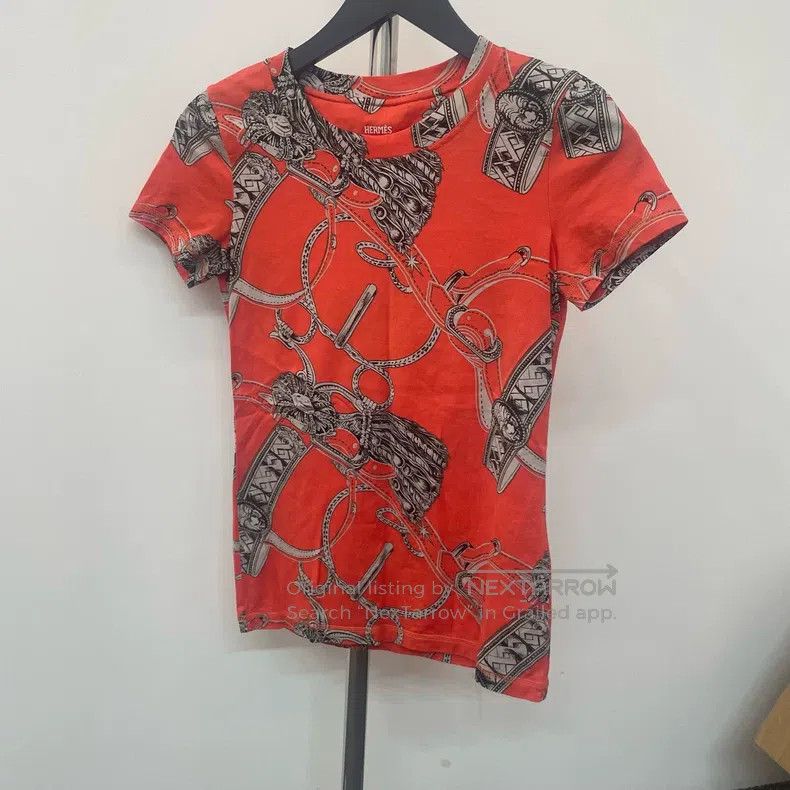 Hermes Hermes Short Sleeve Printed T-Shirt, Orange Size XXS / US 00 / IT 34 - 1 Thumbnail