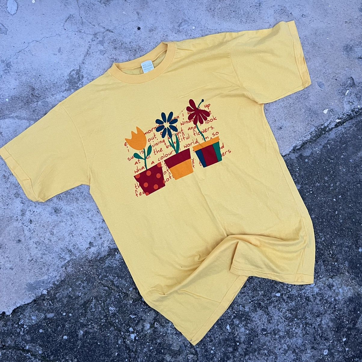 Japanese Brand flower graphic tee y2k vintage style light navy blue tshirt Size US L / EU 52-54 / 3 - 2 Thumbnail