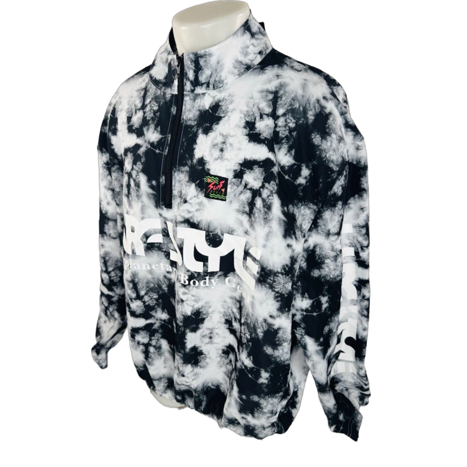 Vintage SURF STYLE Jacket - Men 2XL Black/White Lightweight Polyester Old Stock Vintage Surf Mens Jacket Size US XXL / EU 58 / 5 - 1 Thumbnail