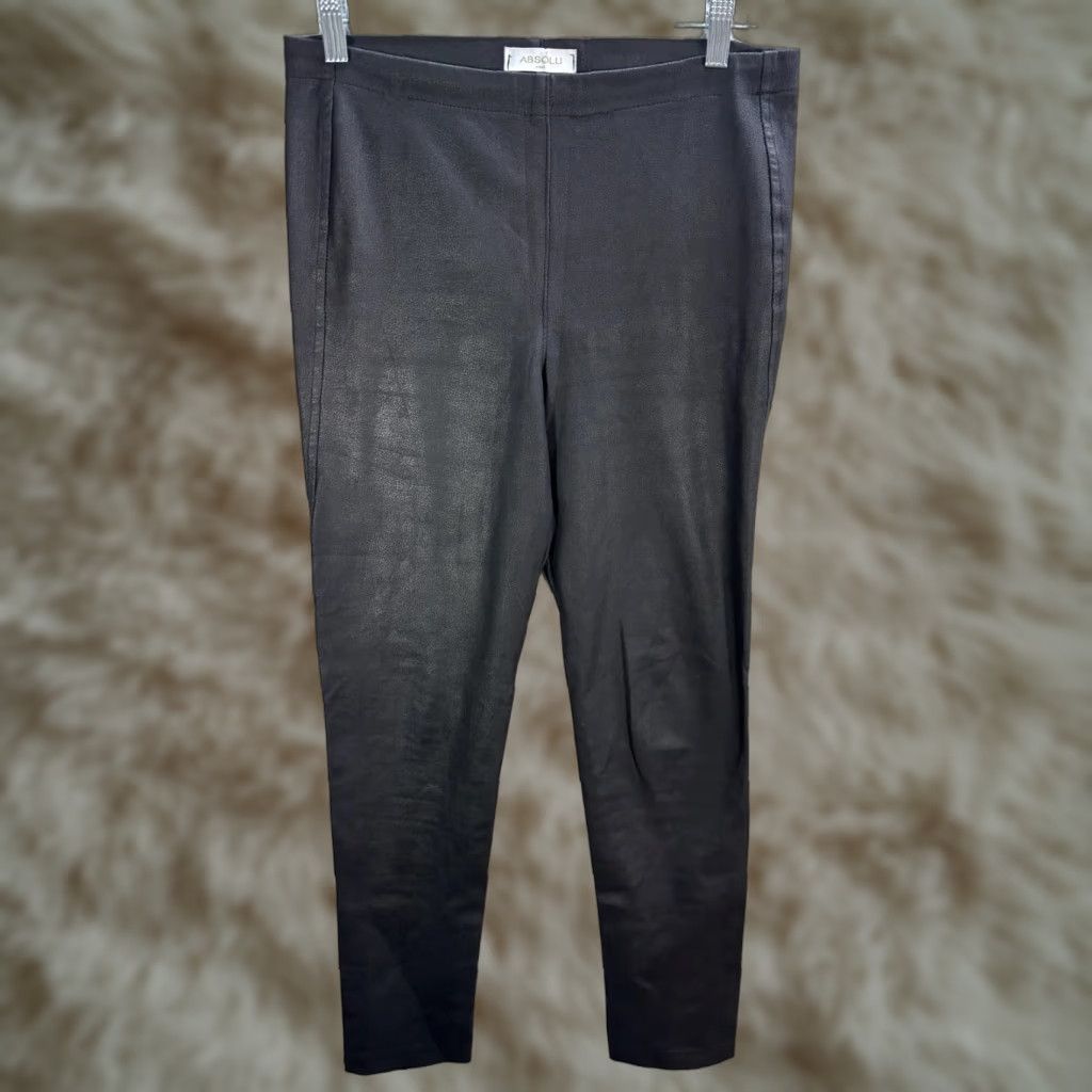 Vintage Absolu Black Faux Suede Pants Leggings High Rise Ankle Size 10 US 42 Womens Slim 31 in Waist 30.5 in Inseam Polyester Blend Stretch VINTAGE? Size 32" / US 10 / IT 46 - 1 Thumbnail