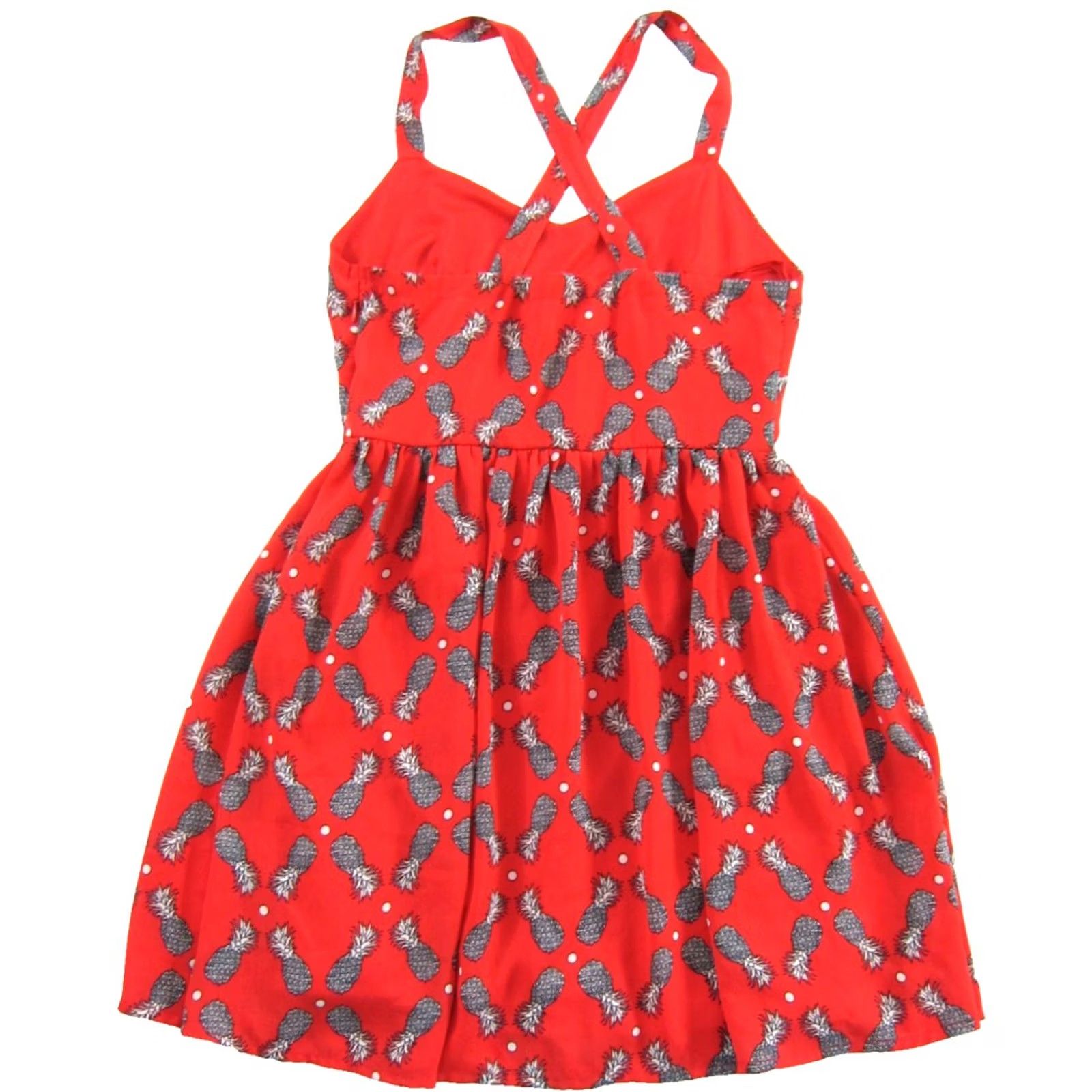 Vintage SUGARHILL Boutique Red Black White Pineapple Empire Waist Crossback Dress Size 6 Size M / US 6-8 / IT 42-44 - 2 Thumbnail