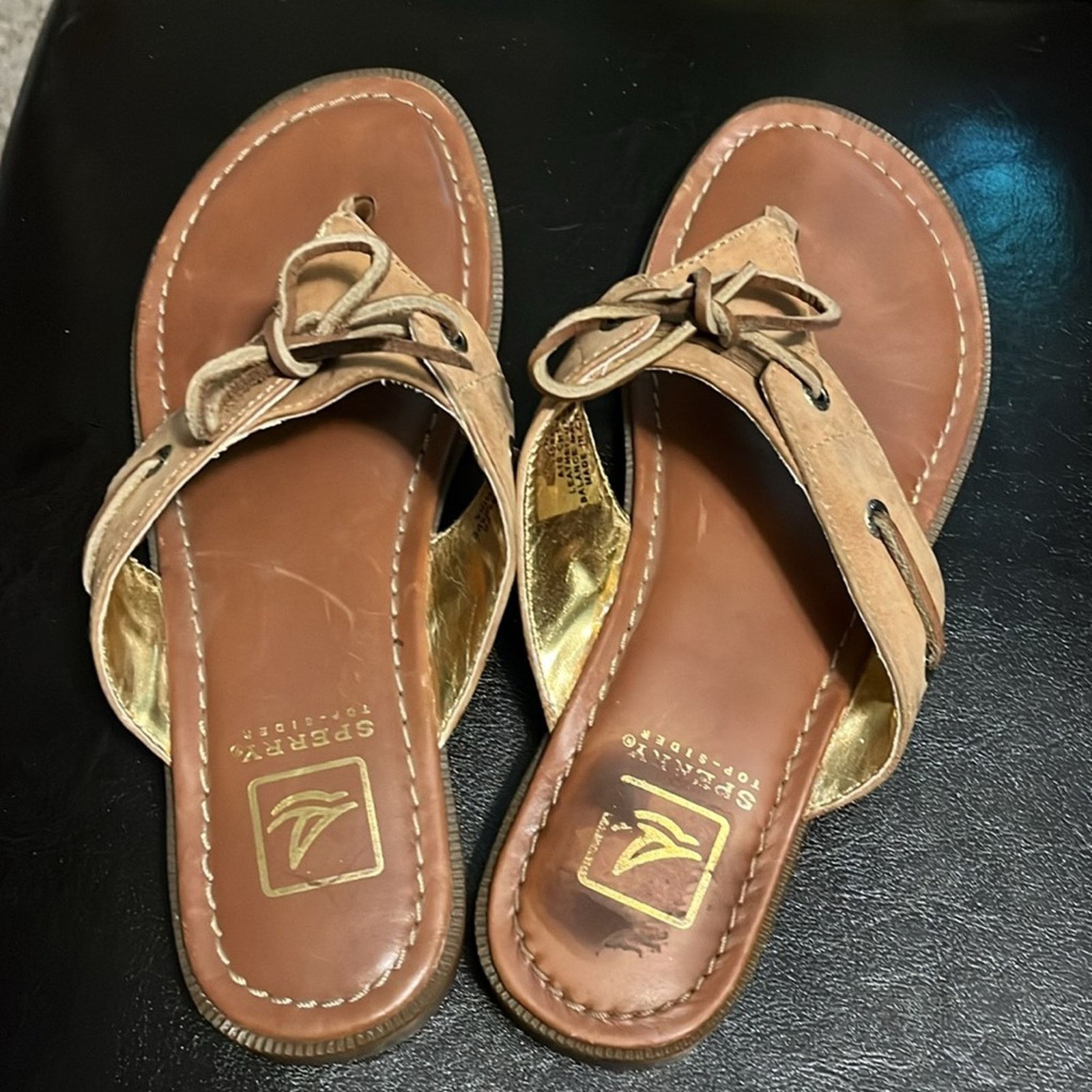 Sperry Sperry Topsider Tan Leather Thong Sandals size 7 Size US 7 / IT 37 - 2 Thumbnail