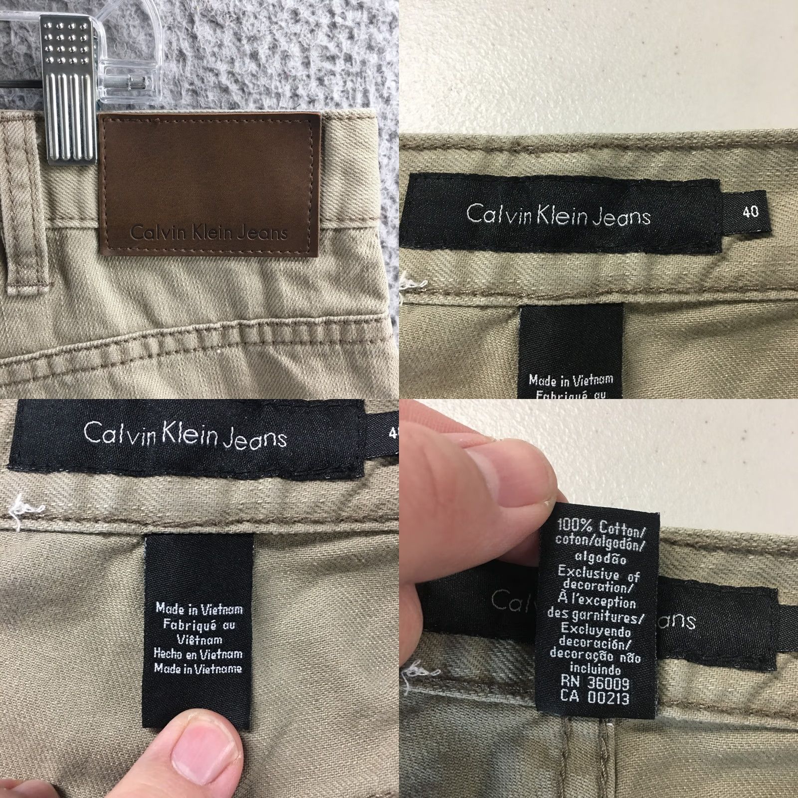 Calvin Klein Calvin Klein Jeans Mens Straight Leg 40x32 Beige Denim Cotton 5-Pocket Regular Slim Jeans Boys Mens? Size US 40 / EU 56 - 10 Thumbnail