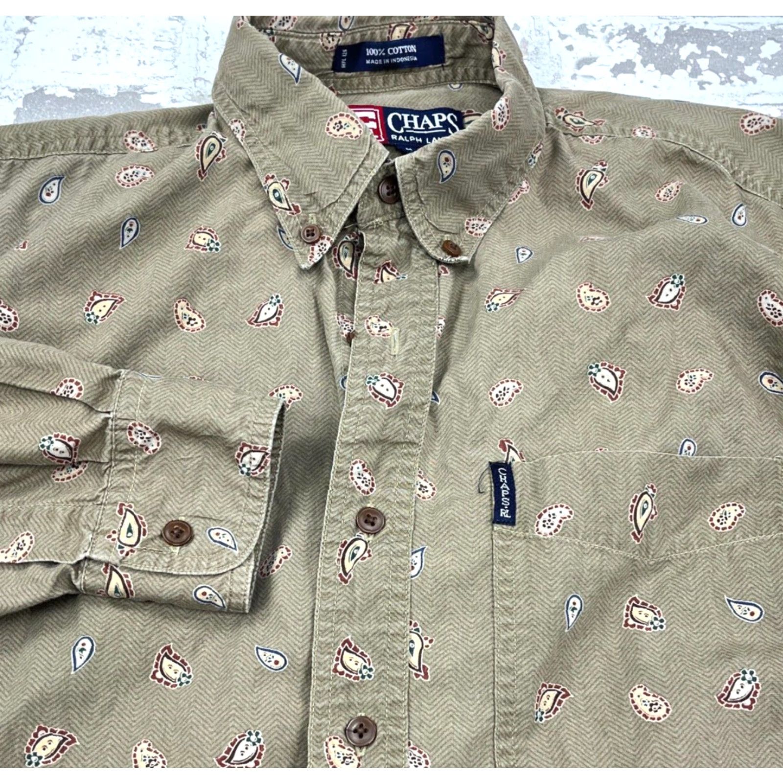 Chaps Vintage Chaps Ralph Lauren Men's Short Sleeve Button-Up Shirt Brown 90s Western Casual Size US M / EU 48-50 / 2 - 2 Thumbnail