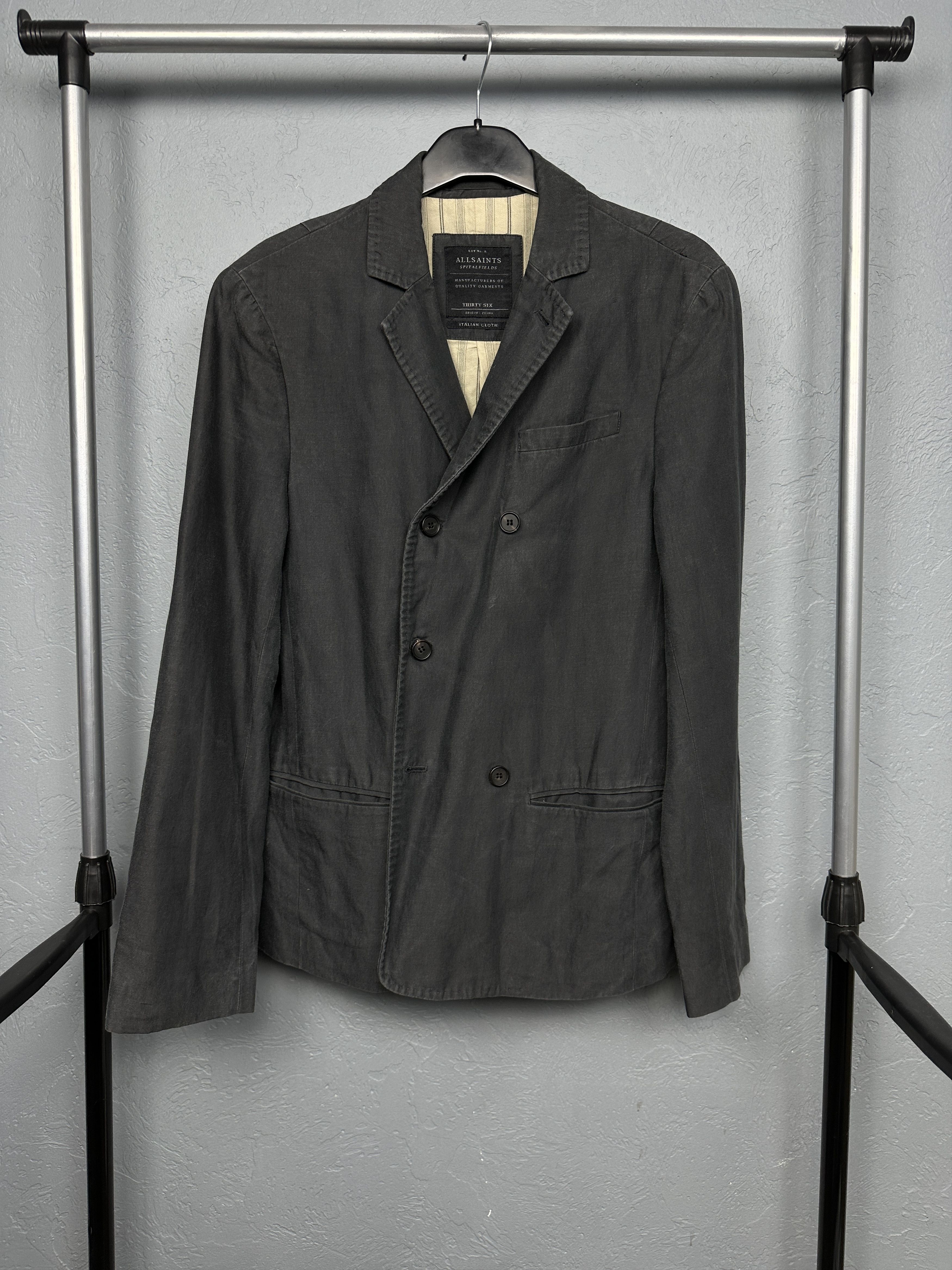 Allsaints Allsaints Mens Cotton Linen Double Breasted Blazer Jacket Size US S / EU 44-46 / 1 - 1 Thumbnail
