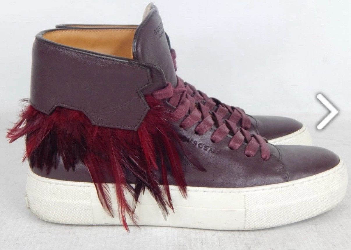 Buscemi Buscemi High-Top Maroon Leather w Feather Trim dz 38 Size US 8 / IT 38 - 5 Thumbnail