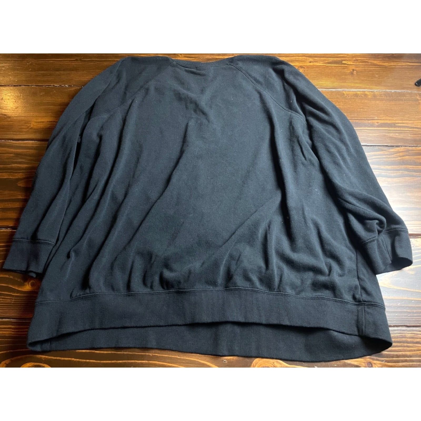 Torrid Torrid Sweater Women’s Size 4 Solid Black Round V-Neck Drawstring Long Sleeve Pullover Open Front Open-Knit Wool Blend Casual Womens Size S / US 4 / IT 40 - 2 Thumbnail