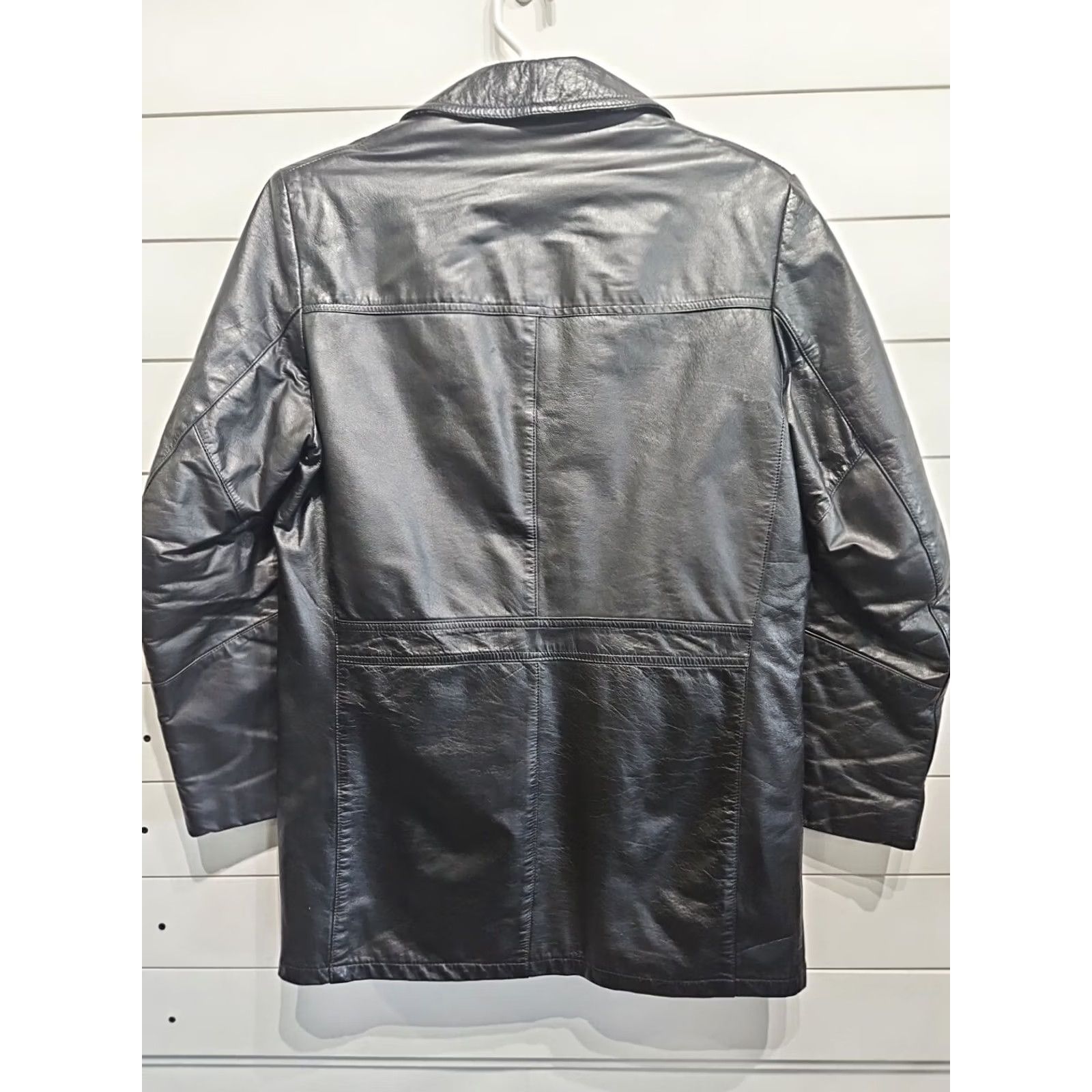 Vintage VINTAGE House Of Peerless Leather Jacket Coat Blazer Mens 38T Black 70s Size US XXS / EU 40 - 2 Thumbnail