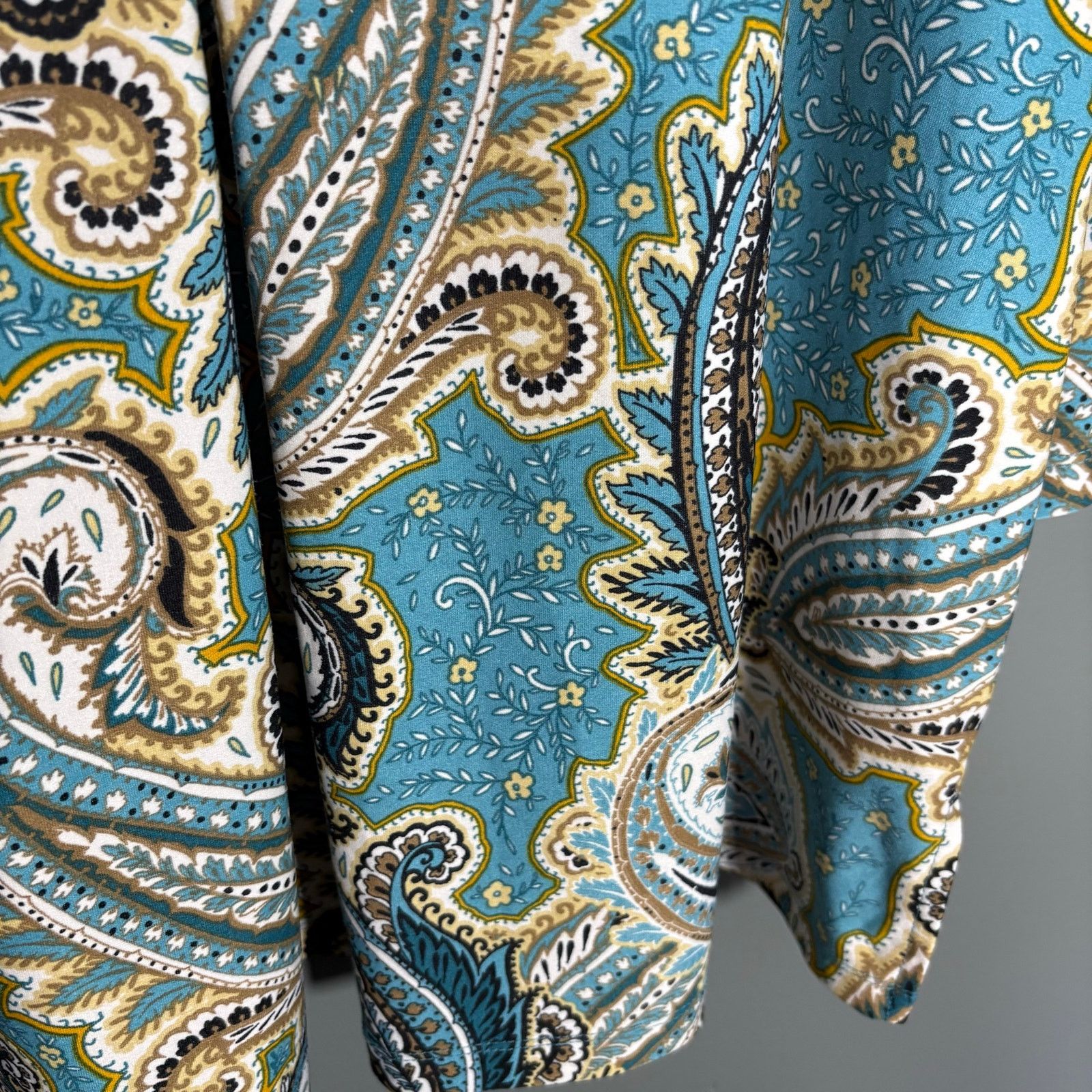 Other Ellen Weaver Turquoise Paisley Old Money Classic Blouse Size XXL / US 16-18 / IT 52-54 - 3 Thumbnail
