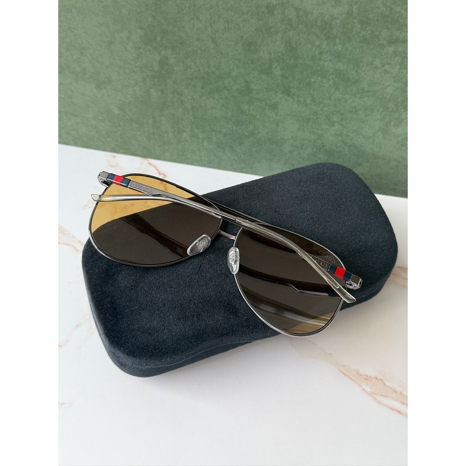 Gucci NEW Gucci GG1677S Silver Yellow Tint Lens Aviator Sunglasses Size ONE SIZE - 2 Thumbnail