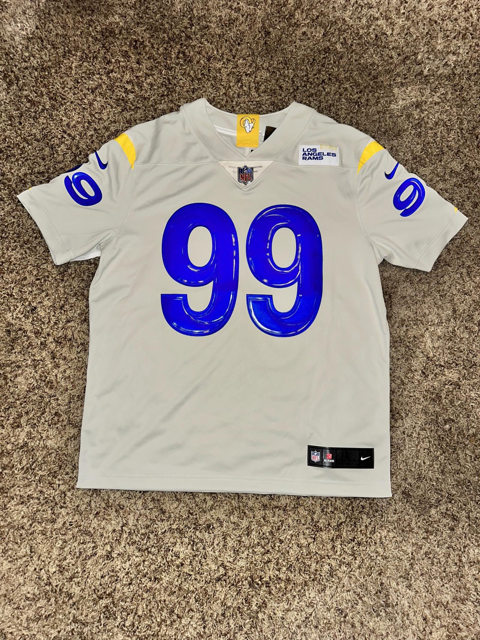 image of Aaron Donald 99 La Rams Nfl Nike White Away Jersey Men's in Silver (Size Large)