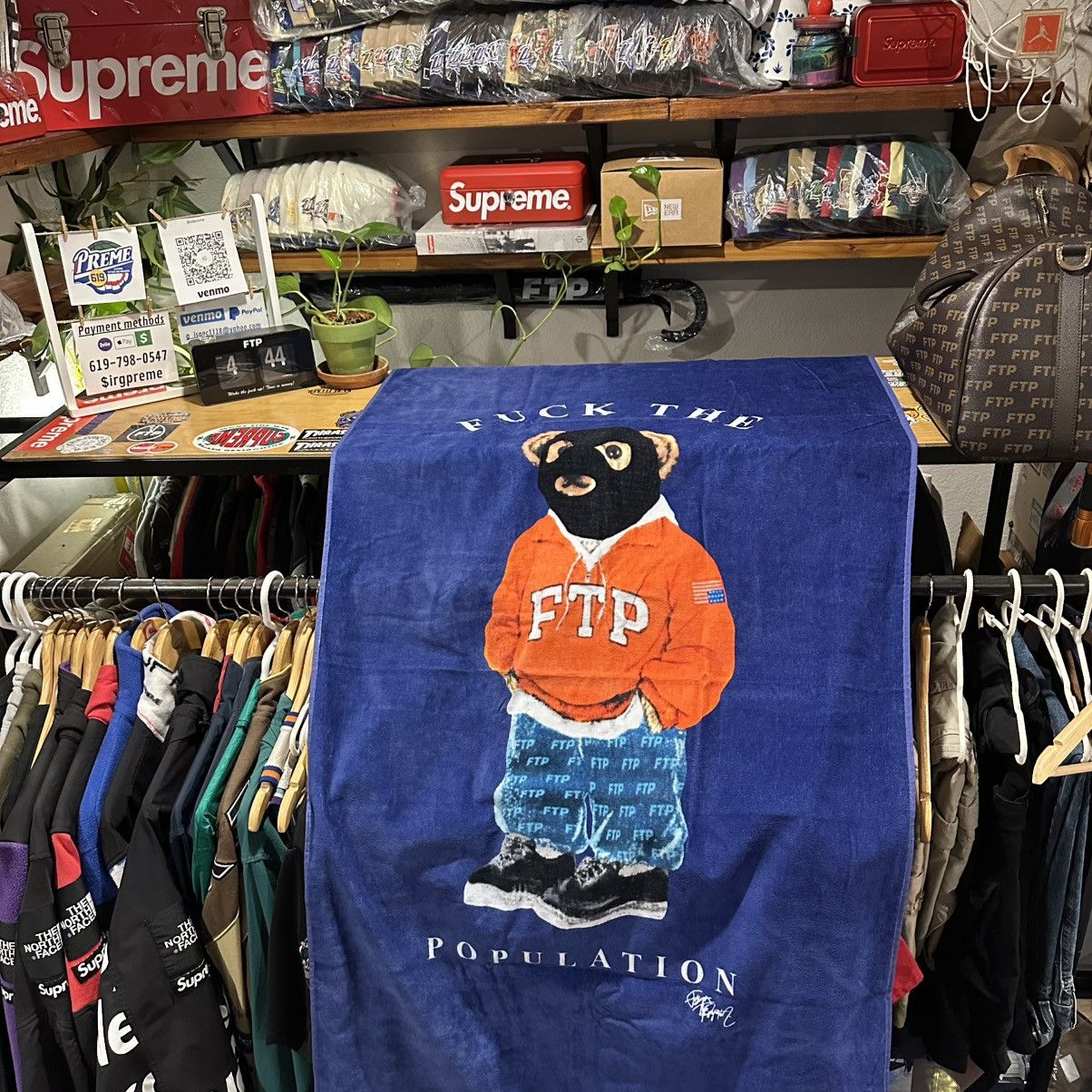 Fuck The Population Ftp bear towel (navy) Size ONE SIZE - 6 Thumbnail