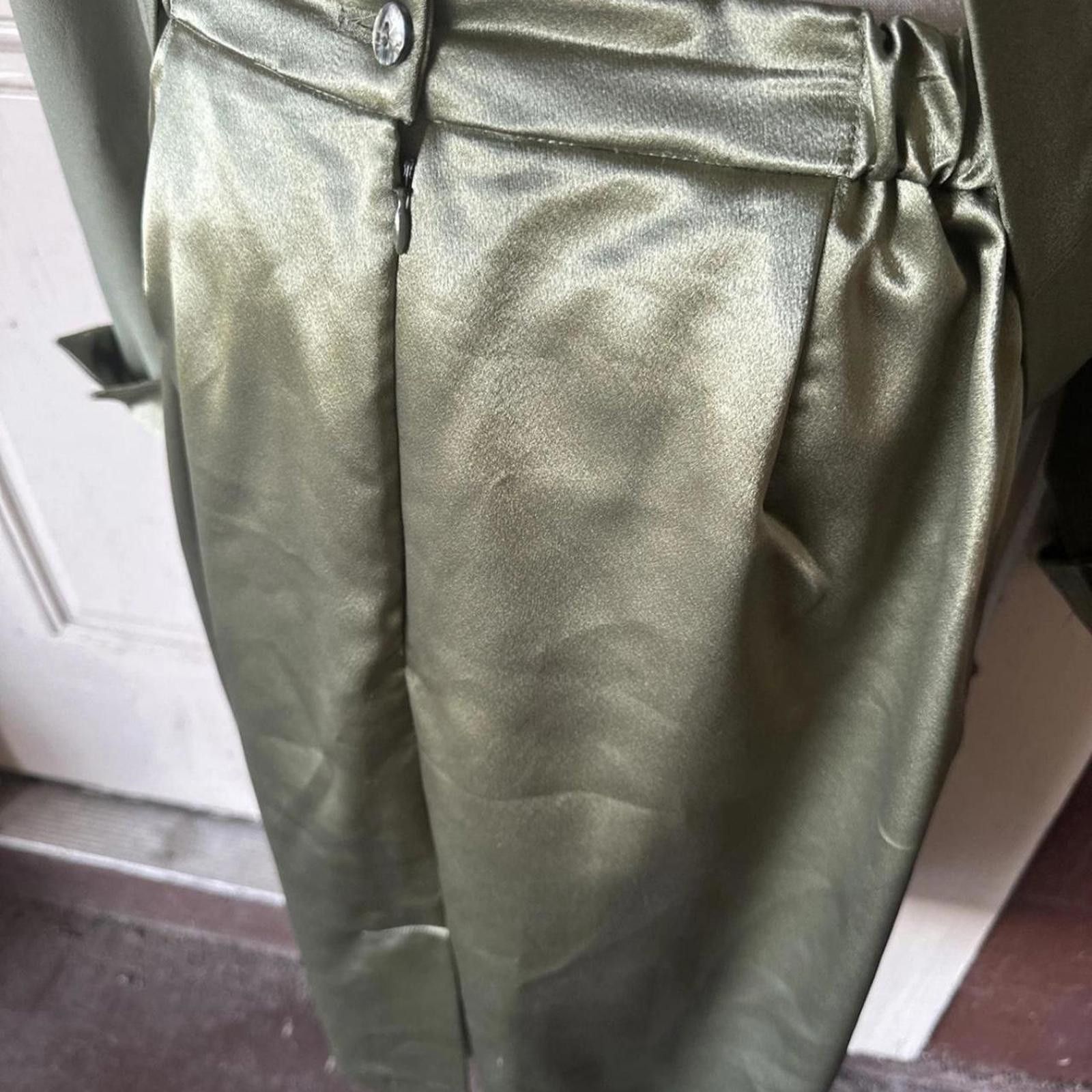 Other VINTAGE 60s 2 Pc Green Suit Set Jacket SkirtSkirt Large Size L / US 10 / IT 46 - 4 Thumbnail