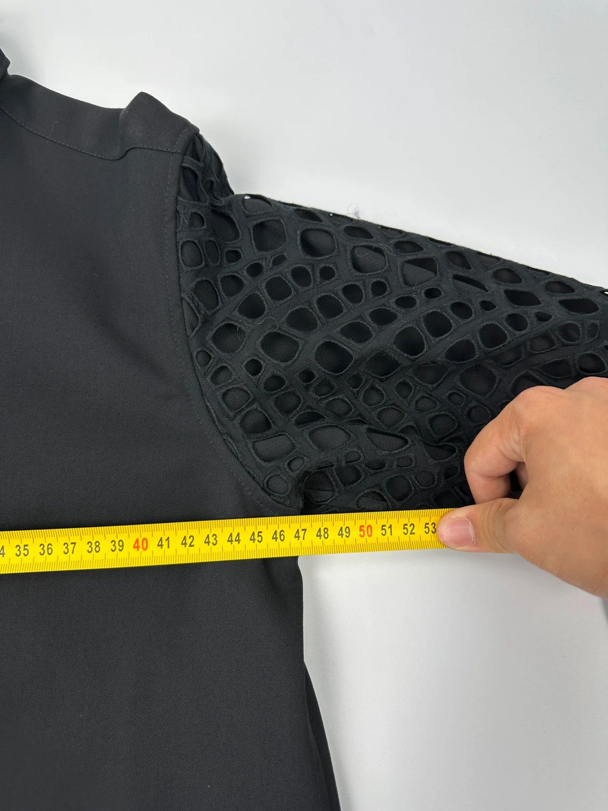Yohji Yamamoto Y’s Yohji Yamamoto Black Wool Shirt Mesh Sleeves Details Size US S / EU 44-46 / 1 - 12 Thumbnail
