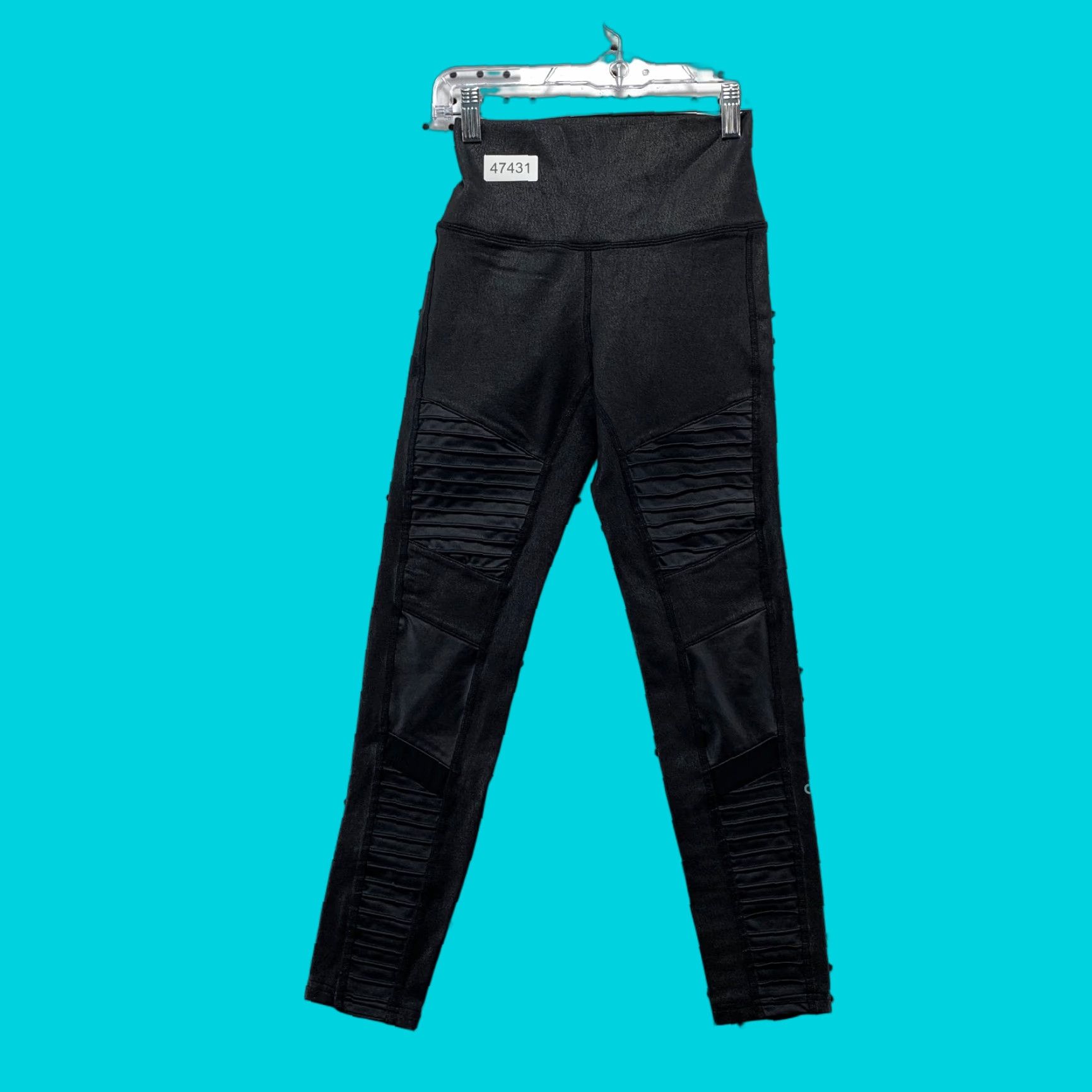 Alo Alo Yoga Moto Leggings Pants Womens XS Extra Small Black Faux Leather 22x24 Size 26" / US 2 / IT 38 - 1 Thumbnail