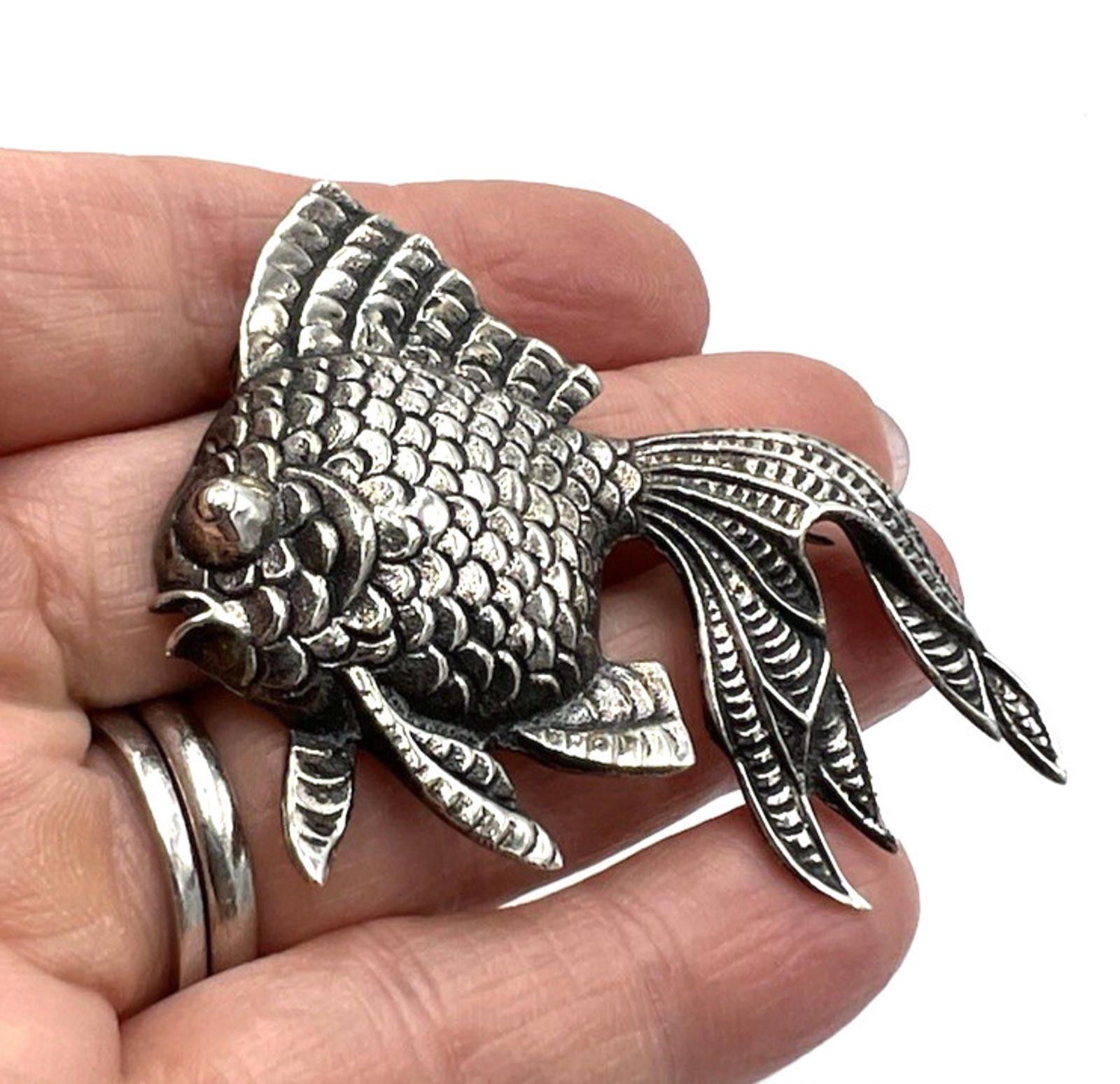 Other MEXICO Sterling Silver Figural Koi Fish Brooch Size ONE SIZE - 2 Thumbnail