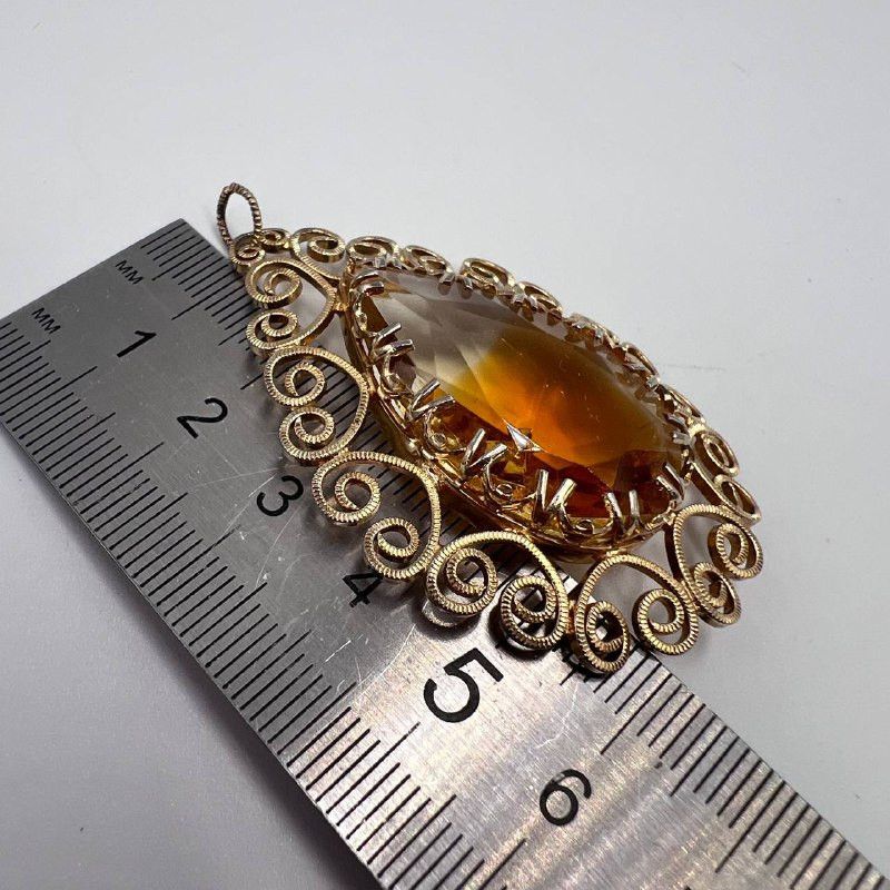 Vintage Vintage Sarah Coventry Pendant Filigree Gold Tone Amber Glas Size ONE SIZE - 7 Thumbnail