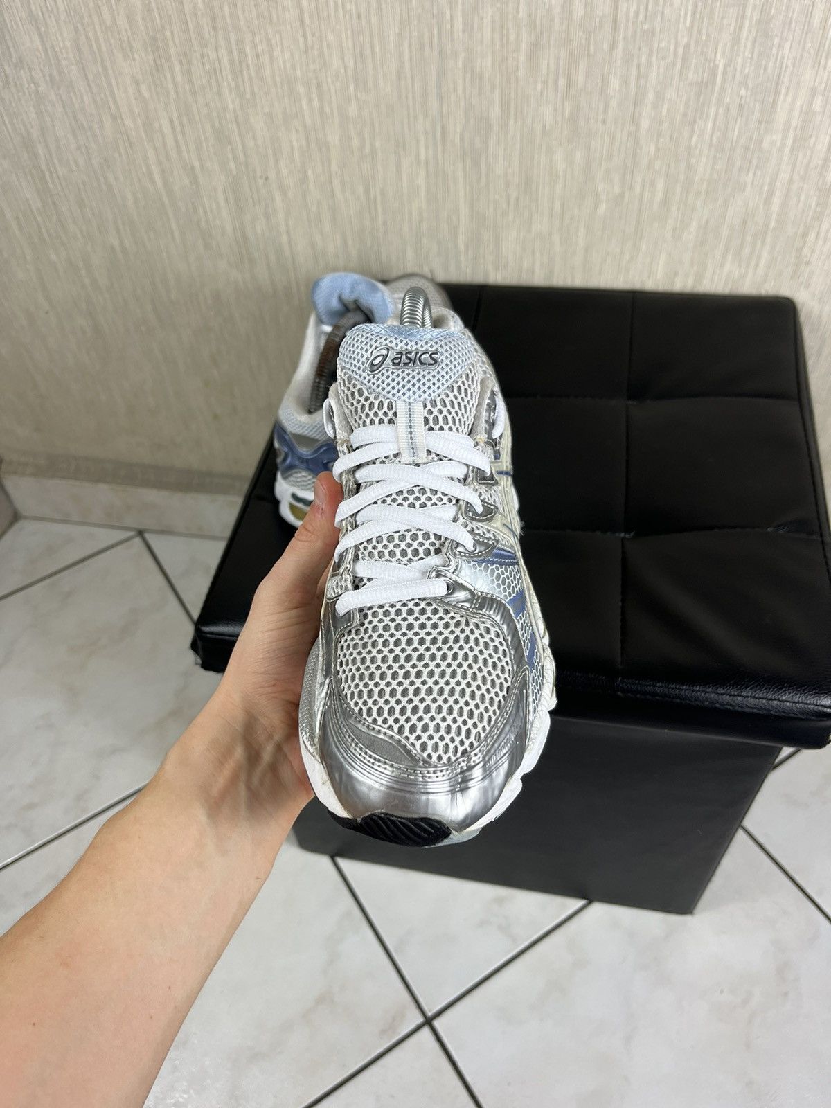 Vintage Asics gel nimbus 12 silver blue mesh sneakers shoes