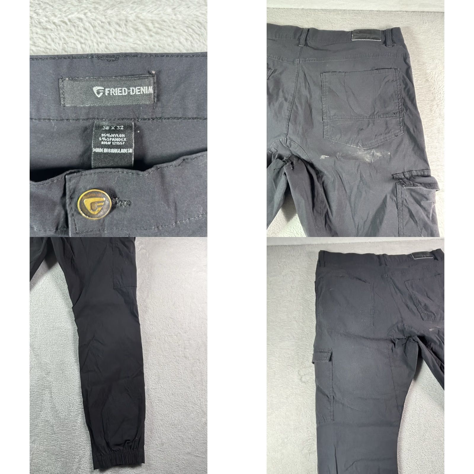 Denime Denim Cargo Pants Black Nylon Blend Gorpcore Pants Men 38x32 Tapered Casual Travel Workwear Size US 38 / EU 54 - 8 Thumbnail