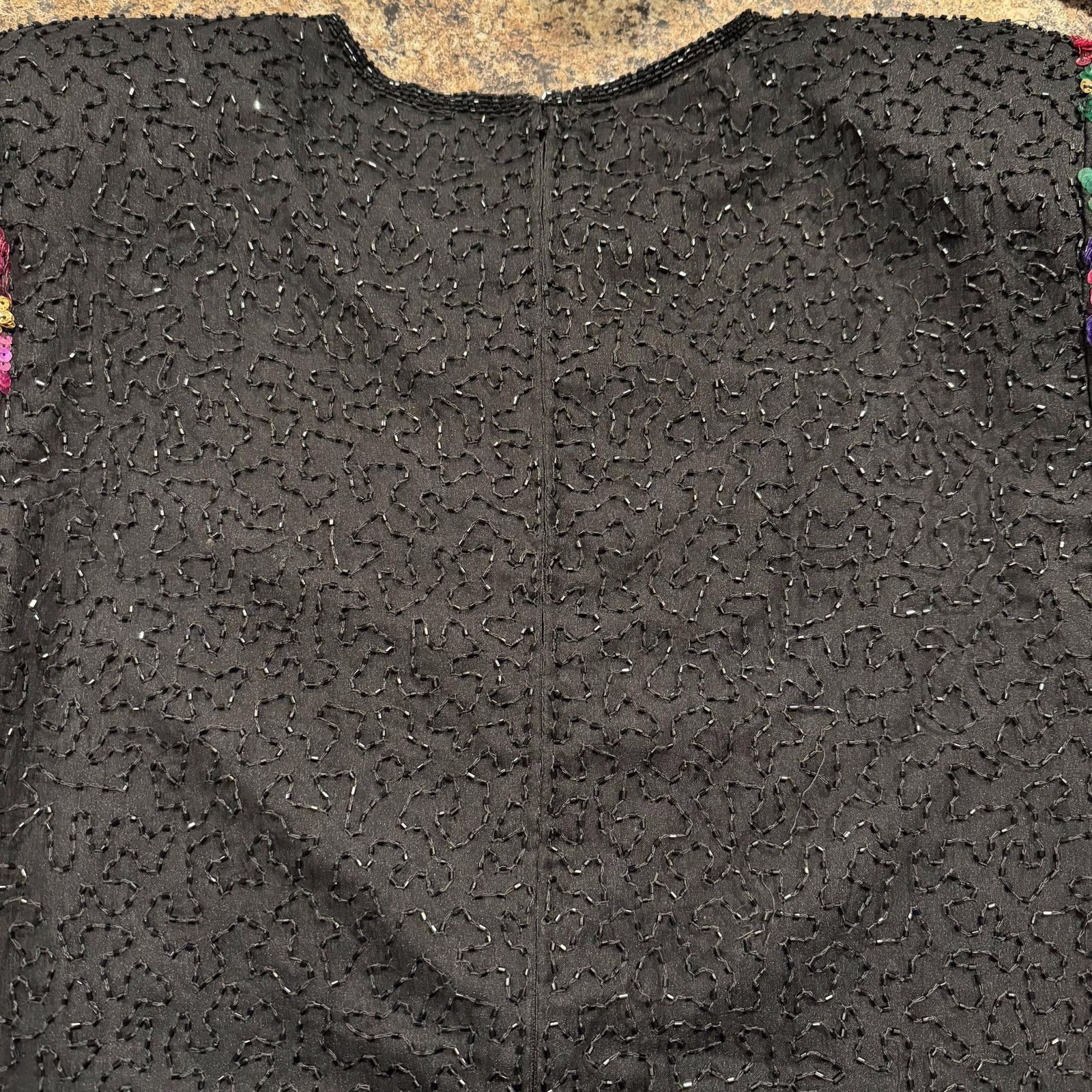Other Vintage Laurence Kazar Dress Sequin Beaded Floral Medium Size M / US 6-8 / IT 42-44 - 10 Thumbnail