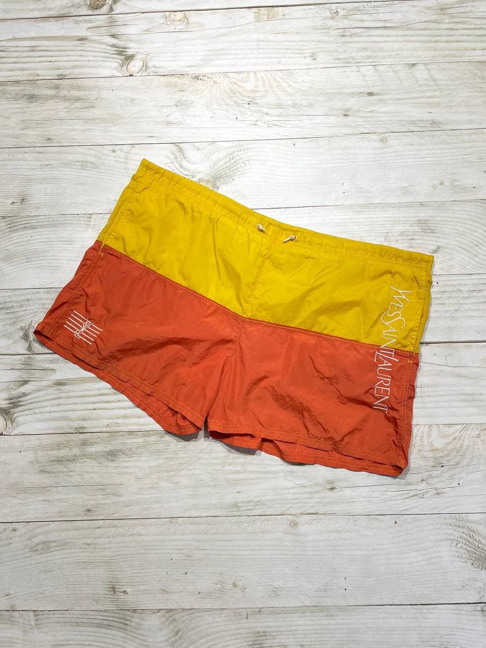 image of Vintage YVES Saint Laurent YSL Swim Shorts Man Size XL Y2K in Orange, Men's