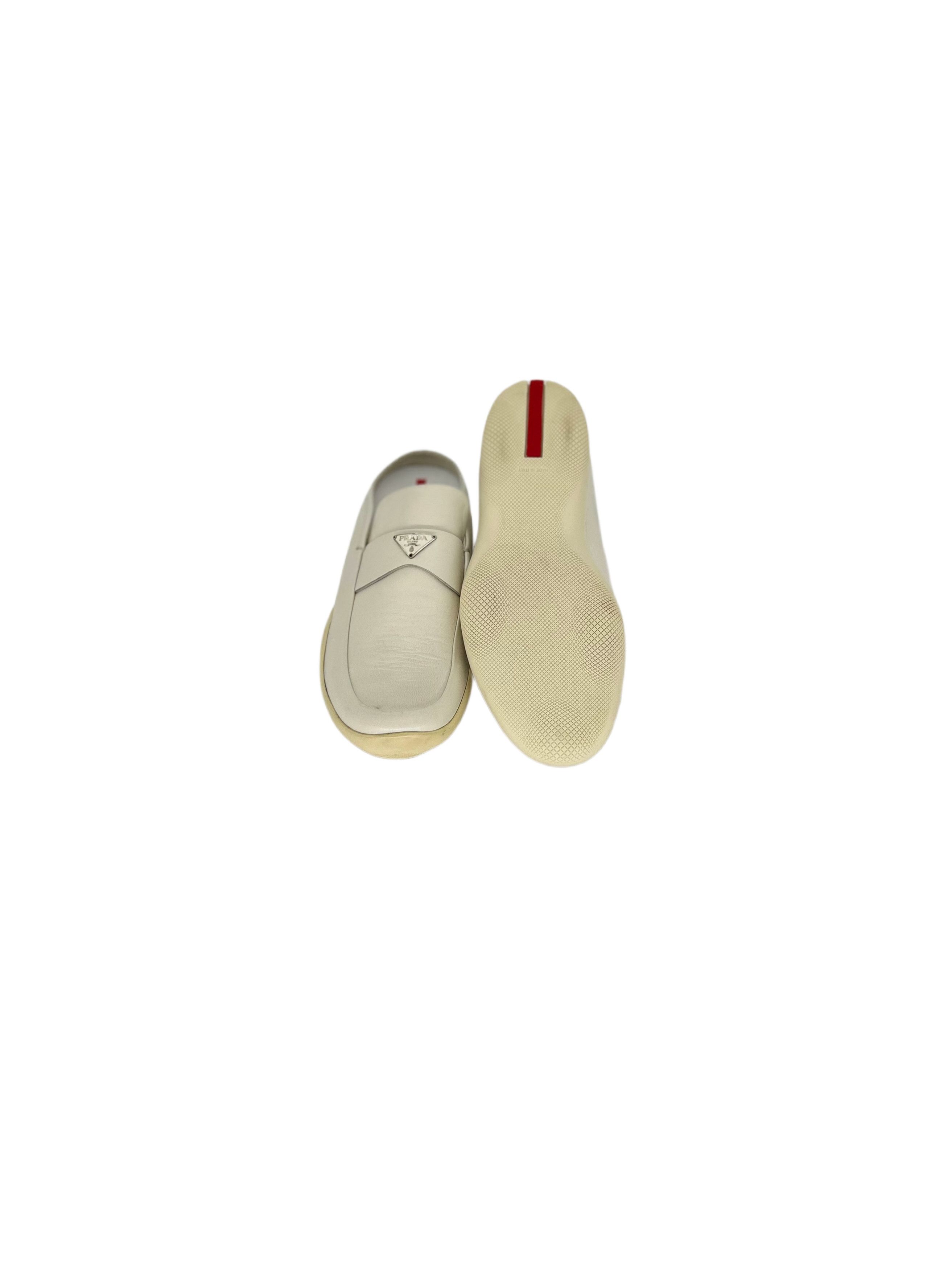 Prada Prada Linea Rossa White Mules With Metal Logo Size US 7.5 / EU 40-41 - 5 Thumbnail