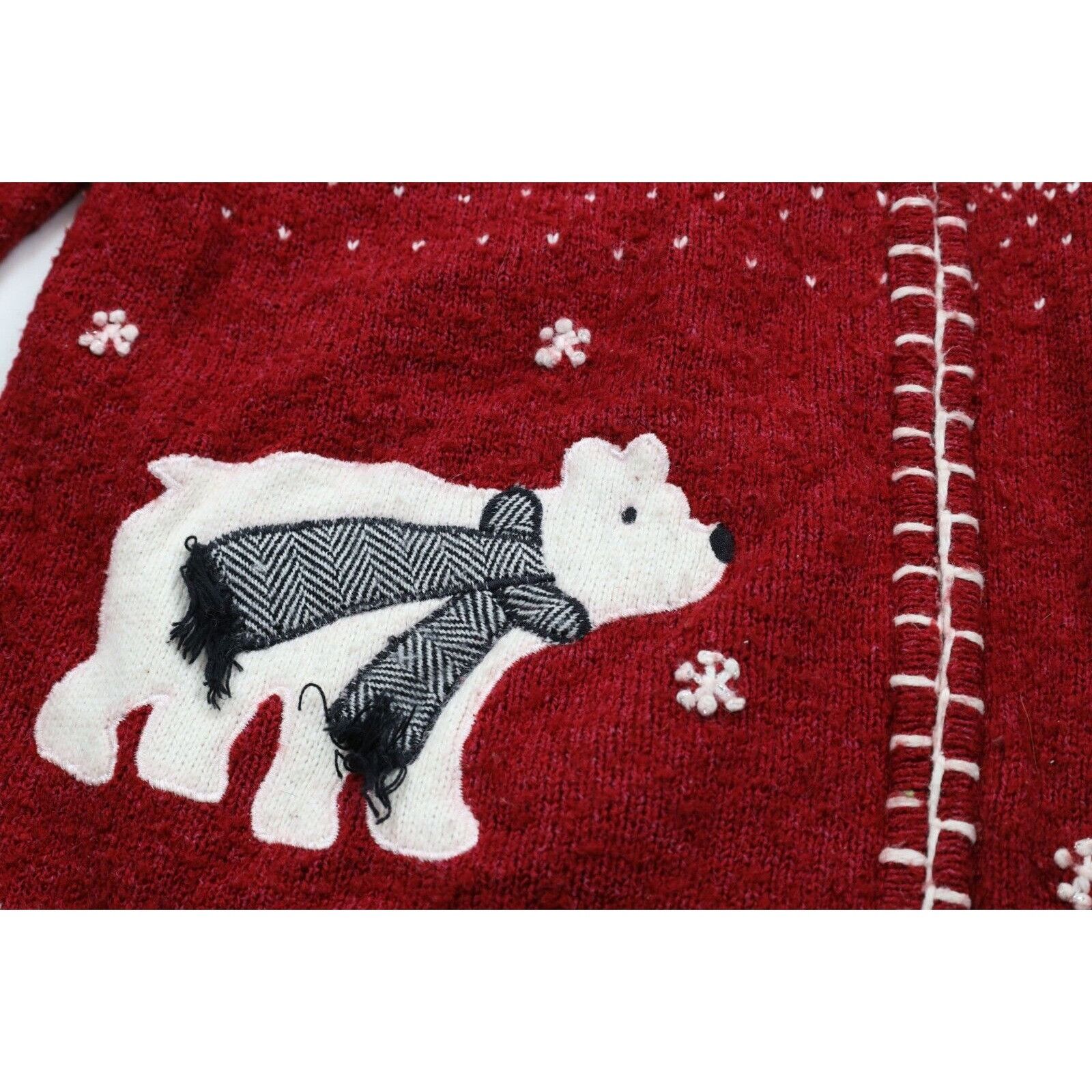 Vintage Vintage 90s Christmas Fair Isle Polar Bear Sweater Size L / US 10 / IT 46 - 5 Thumbnail
