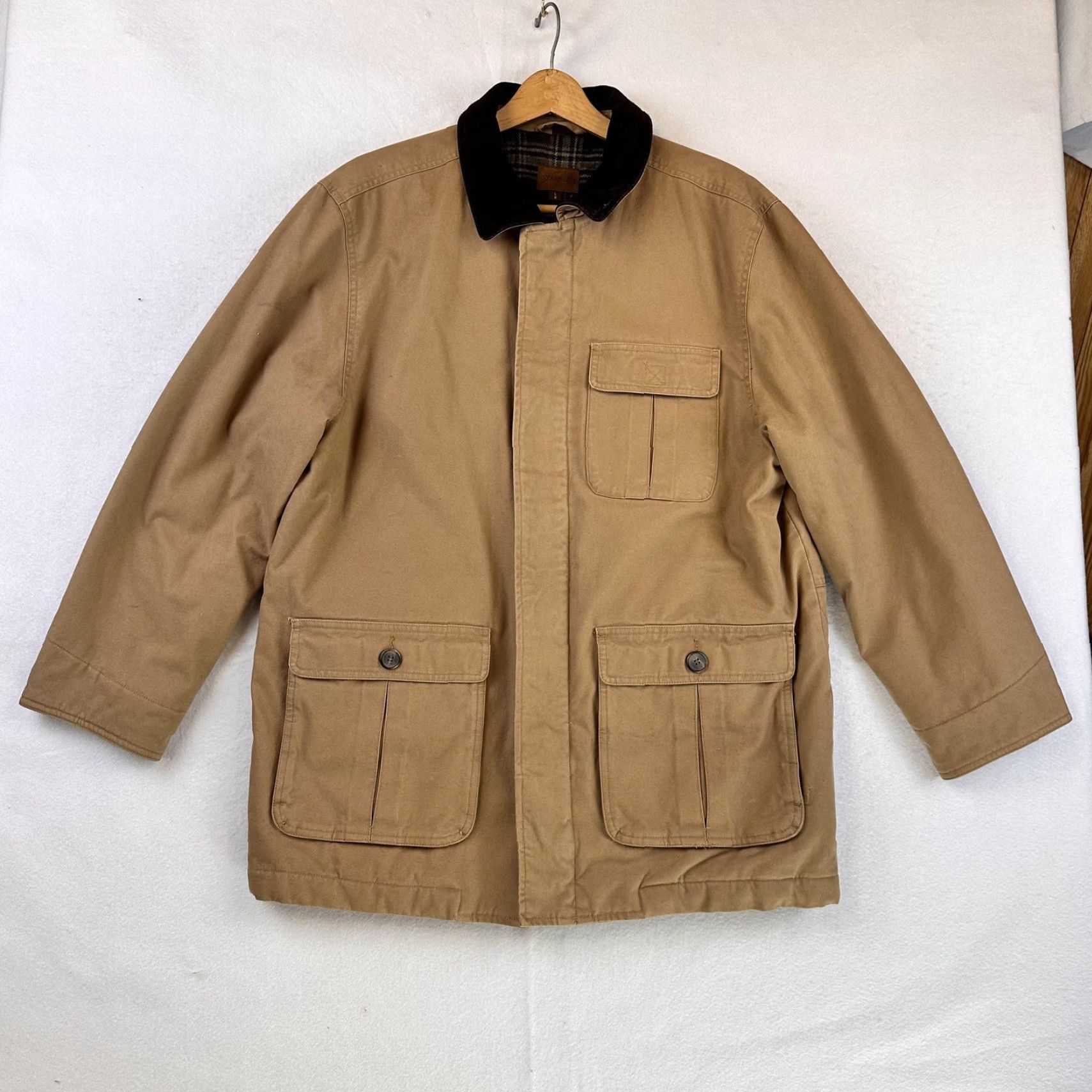 Vintage St. John's Bay Jacket Mens Large Canvas Barn Coat Leather Collar Plaid Lining Size US L / EU 52-54 / 3 - 2 Thumbnail