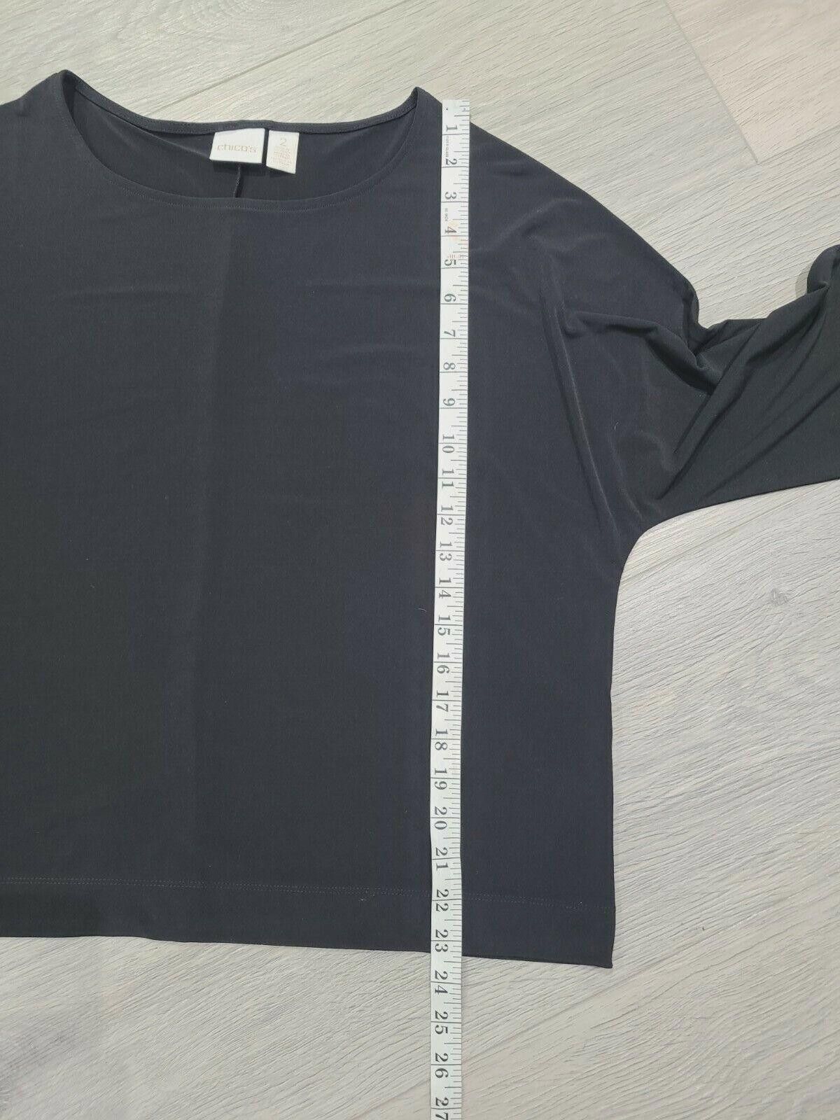 Chicos Chicos Top Size 2 Black 3/4 Sleeve Casual stretch Large 12 Size XS / US 0-2 / IT 36-38 - 4 Thumbnail