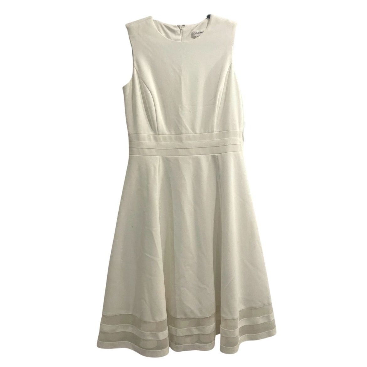 Calvin Klein Calvin Klein White Mesh Hem Fit-&-Flare Dress Classic Size 6 Size M / US 6-8 / IT 42-44 - 4 Thumbnail