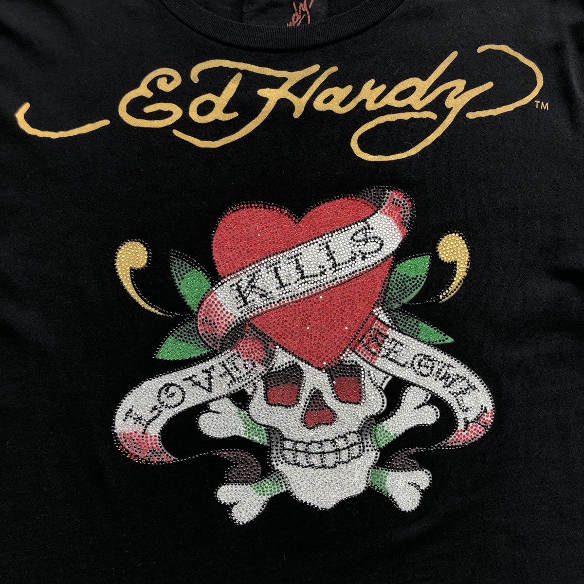 Ed Hardy Ed Hardy By Cristian Audigier Skull Glitters Vintage T-Shirt Size US XL / EU 56 / 4 - 5 Thumbnail