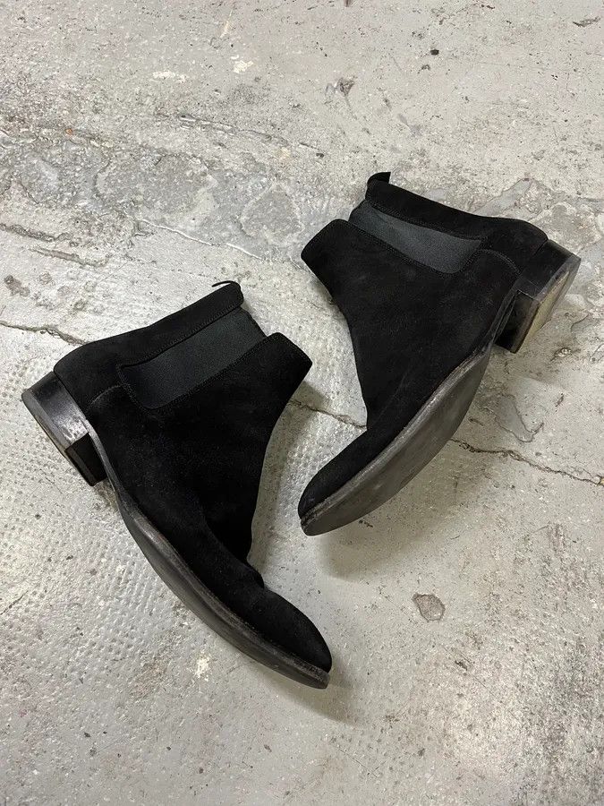 Designer × Saint Laurent Paris × Vintage Saint Laurent Black Suede Leather Ankle Boots Size US 7 / EU 40 - 2 Thumbnail