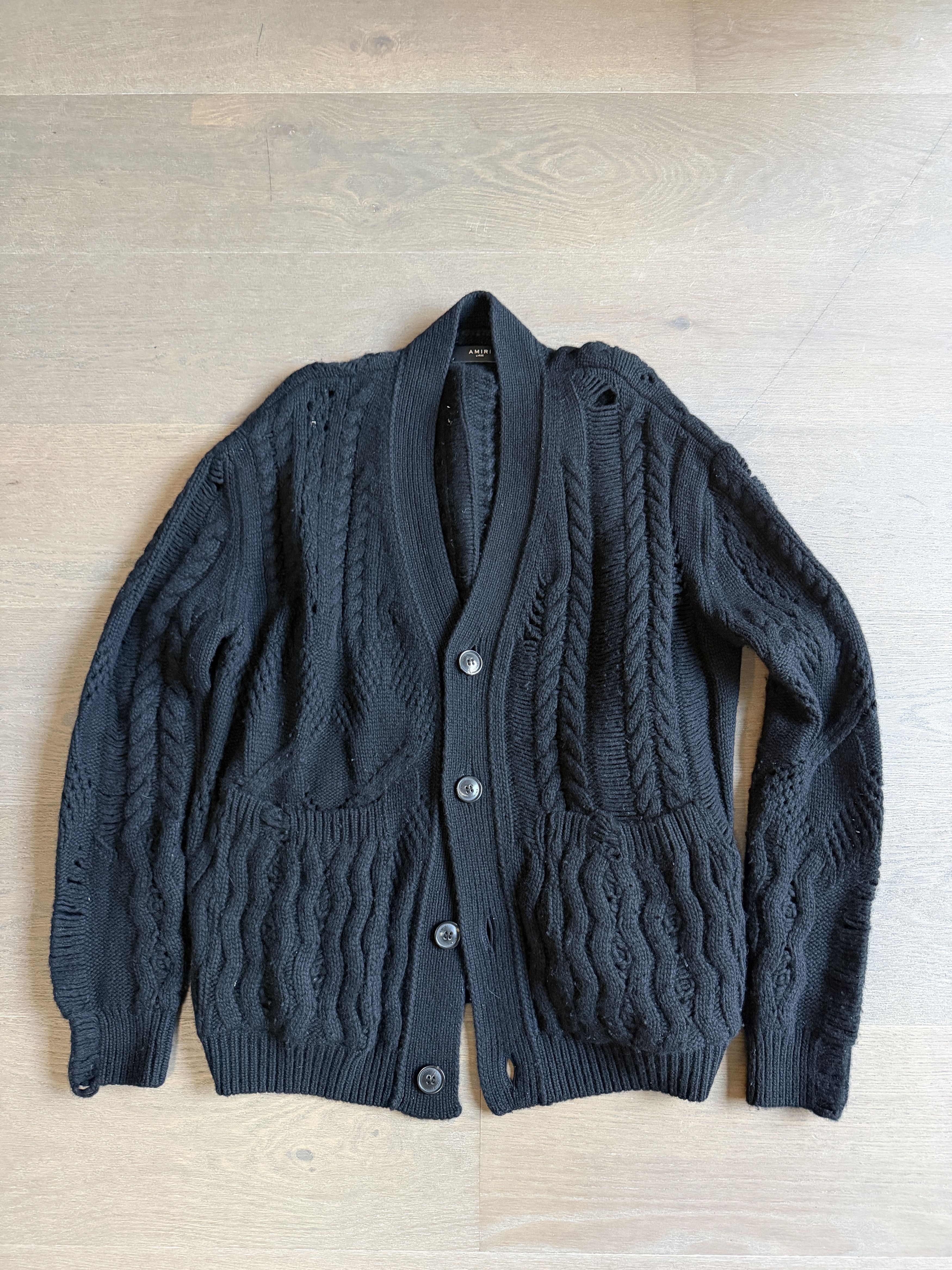 Amiri Amiri Wool V-Neck Cardigan Cashmere XL Size US XL / EU 56 / 4 - 1 Thumbnail