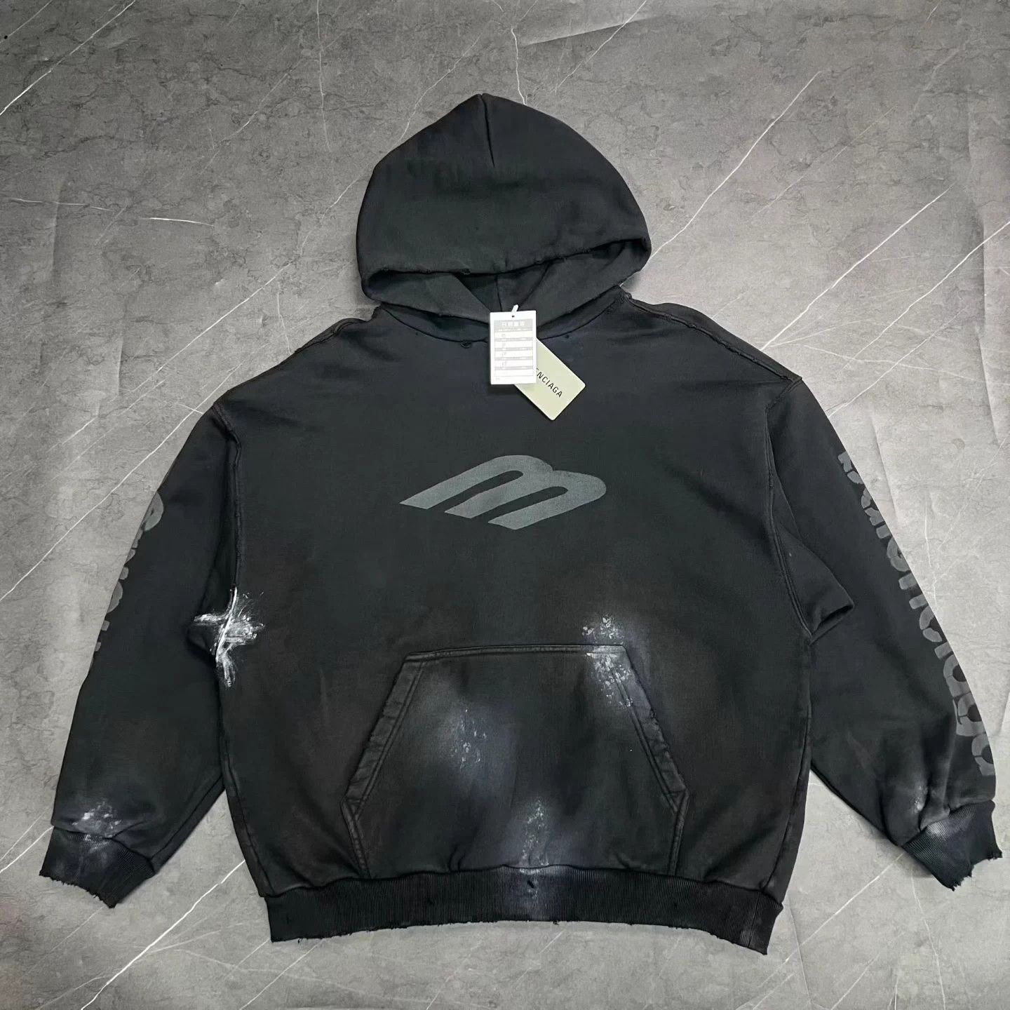 Balenciaga Balenciaga distressed mud-dyed splatter-painted hoodie Size M / US 6-8 / IT 42-44 - 1 Thumbnail
