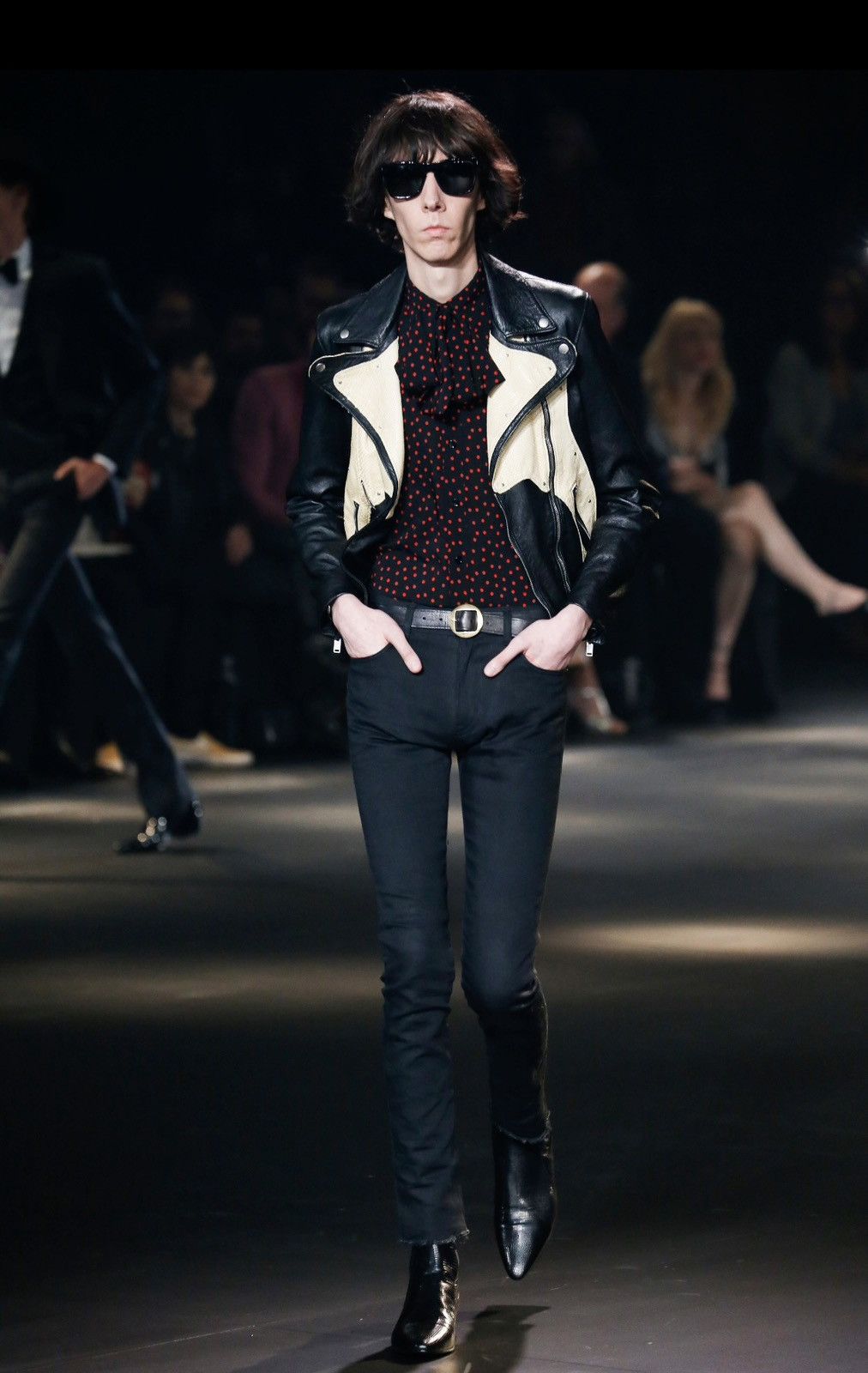 image of Hedi Slimane x Saint Laurent Paris Fw 16, Guitar Leather Jacket in Black, Men's (Size Medium)