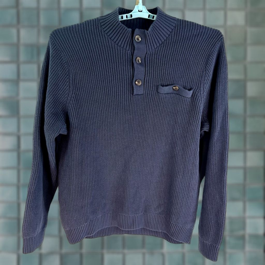 Vintage VINTAGE Duluth Heavyweight Ribbed 1/4 Button Sweater Shirt Pullover Mens 2XL Blue Knit Wool Blend Regular Mens Size US XXL / EU 58 / 5 - 1 Thumbnail