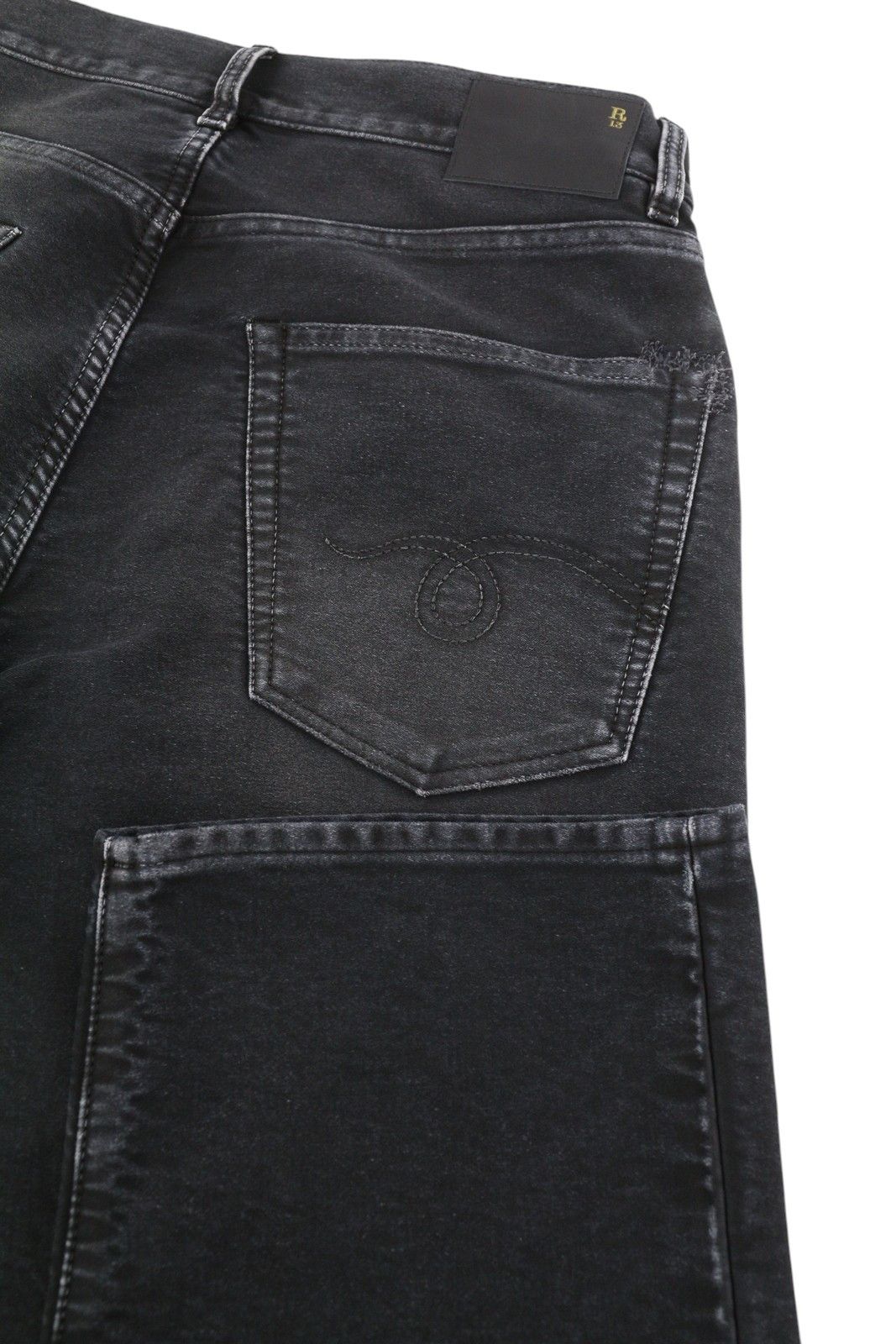 R13 X-BF 26 Black Garment Dyed Moleskin Cropped FW25 86531 Size 26" / US 2 / IT 38 - 5 Thumbnail