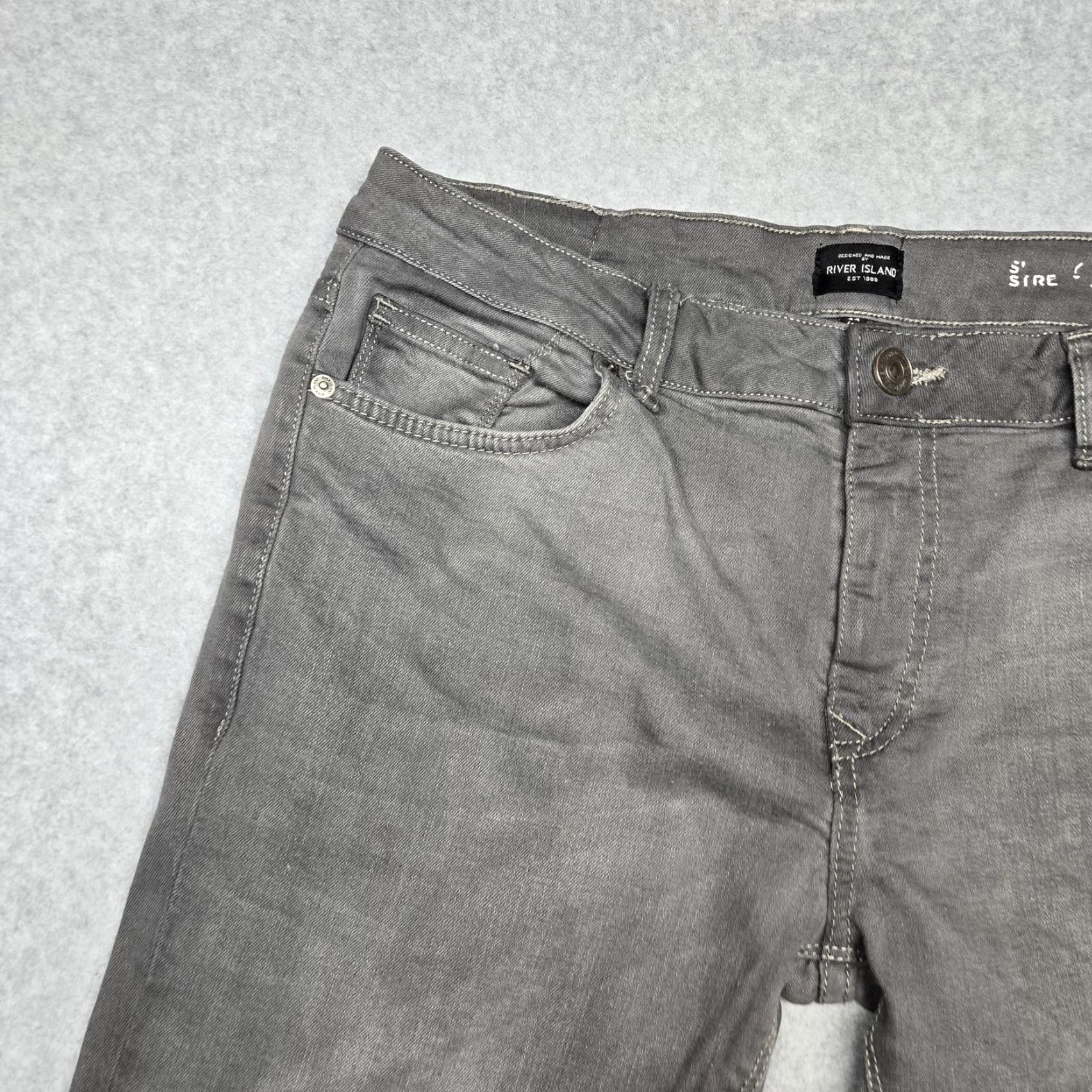 River Island River Island SIRE Jeans Mens 34x32 Gray Stretch Denim Pants Casual Tapered Leg 5-Pocket Retro Modern Size US 34 / EU 50 - 2 Thumbnail